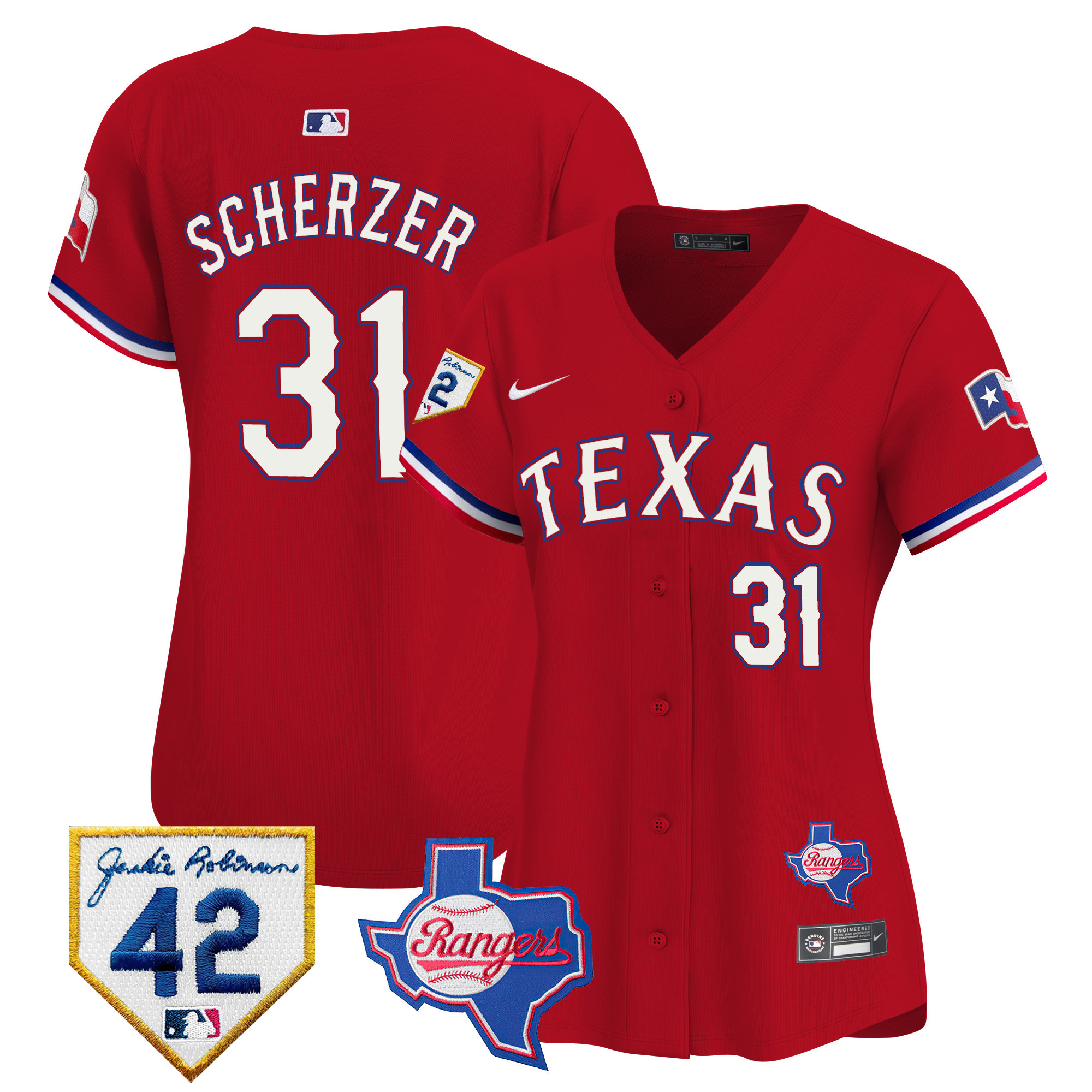 Women's Texas Rangers 2024 Jackie Robinson Patch Vapor Premier Limited Jersey - All Stitched