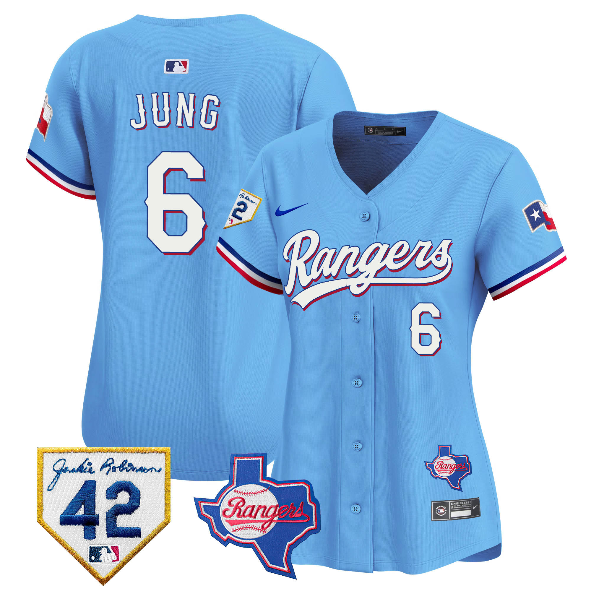Women's Texas Rangers 2024 Jackie Robinson Patch Vapor Premier Limited Jersey - All Stitched