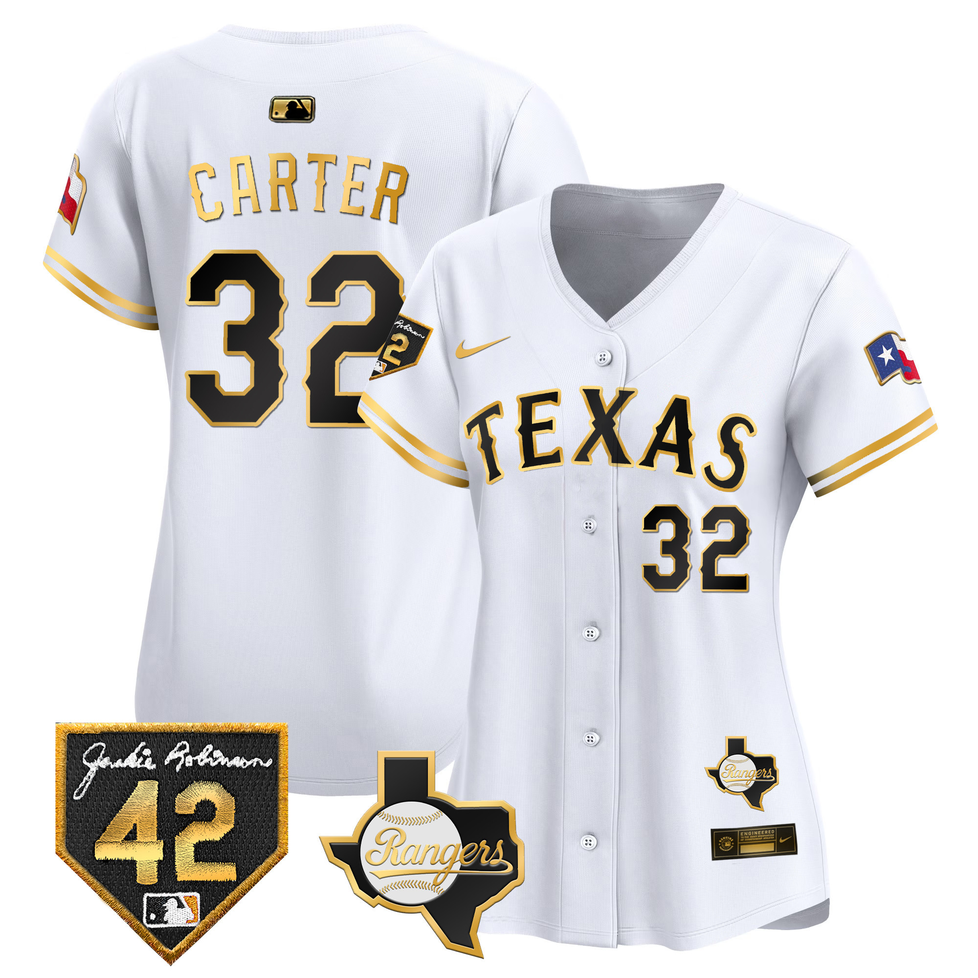 Women's Texas Rangers 2024 Jackie Robinson Patch Vapor Premier Limited Jersey - All Stitched