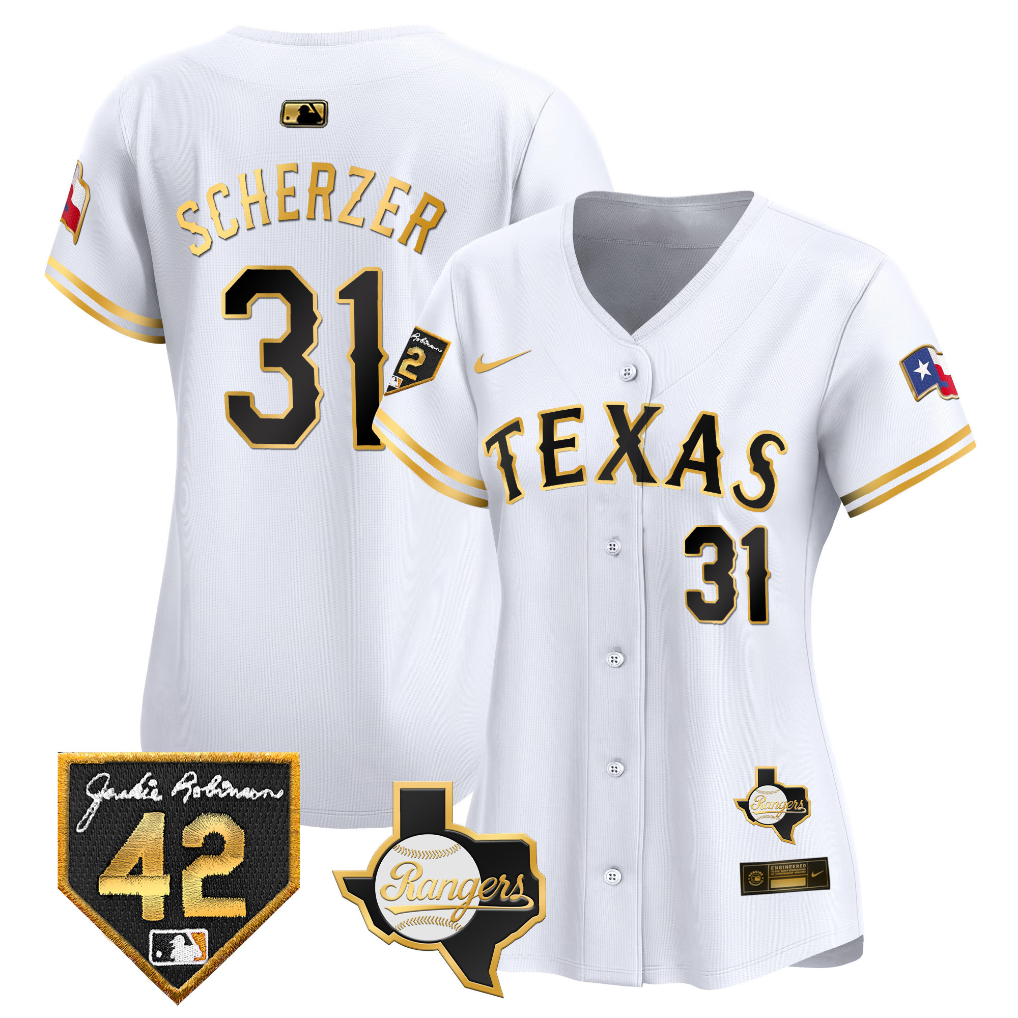 Women's Texas Rangers 2024 Jackie Robinson Patch Vapor Premier Limited Jersey - All Stitched