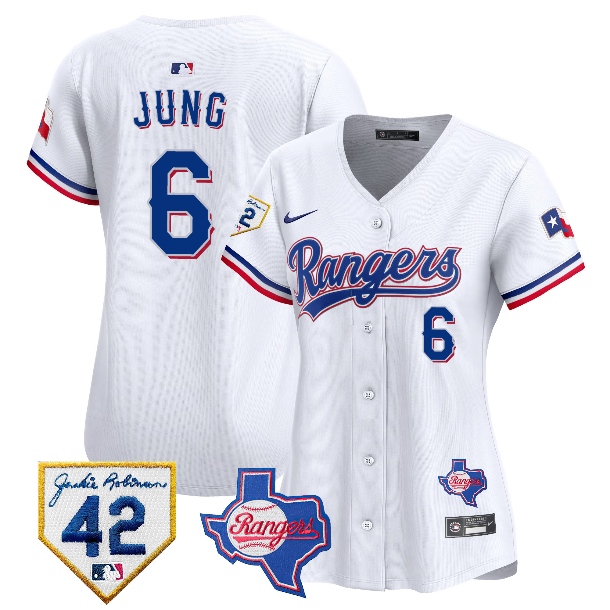 Women's Texas Rangers 2024 Jackie Robinson Patch Vapor Premier Limited Jersey - All Stitched