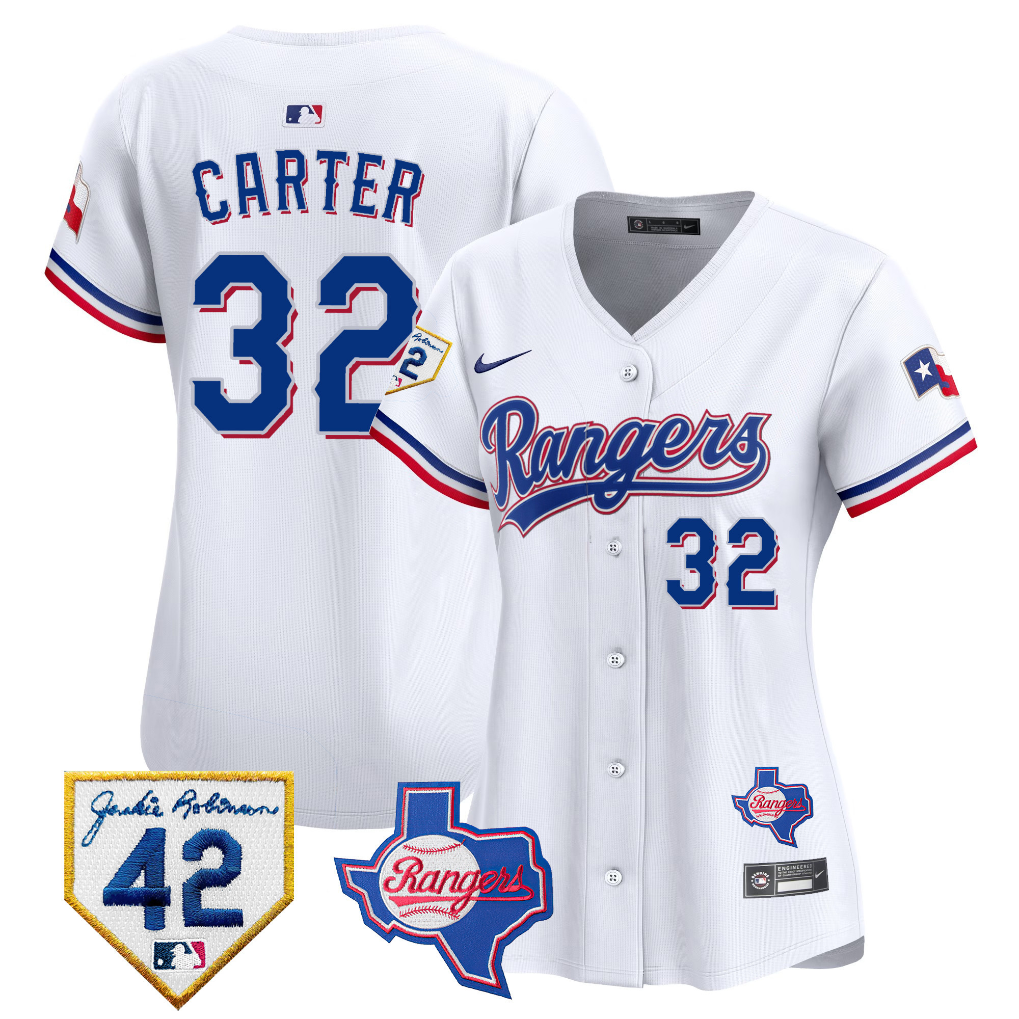 Women's Texas Rangers 2024 Jackie Robinson Patch Vapor Premier Limited Jersey - All Stitched