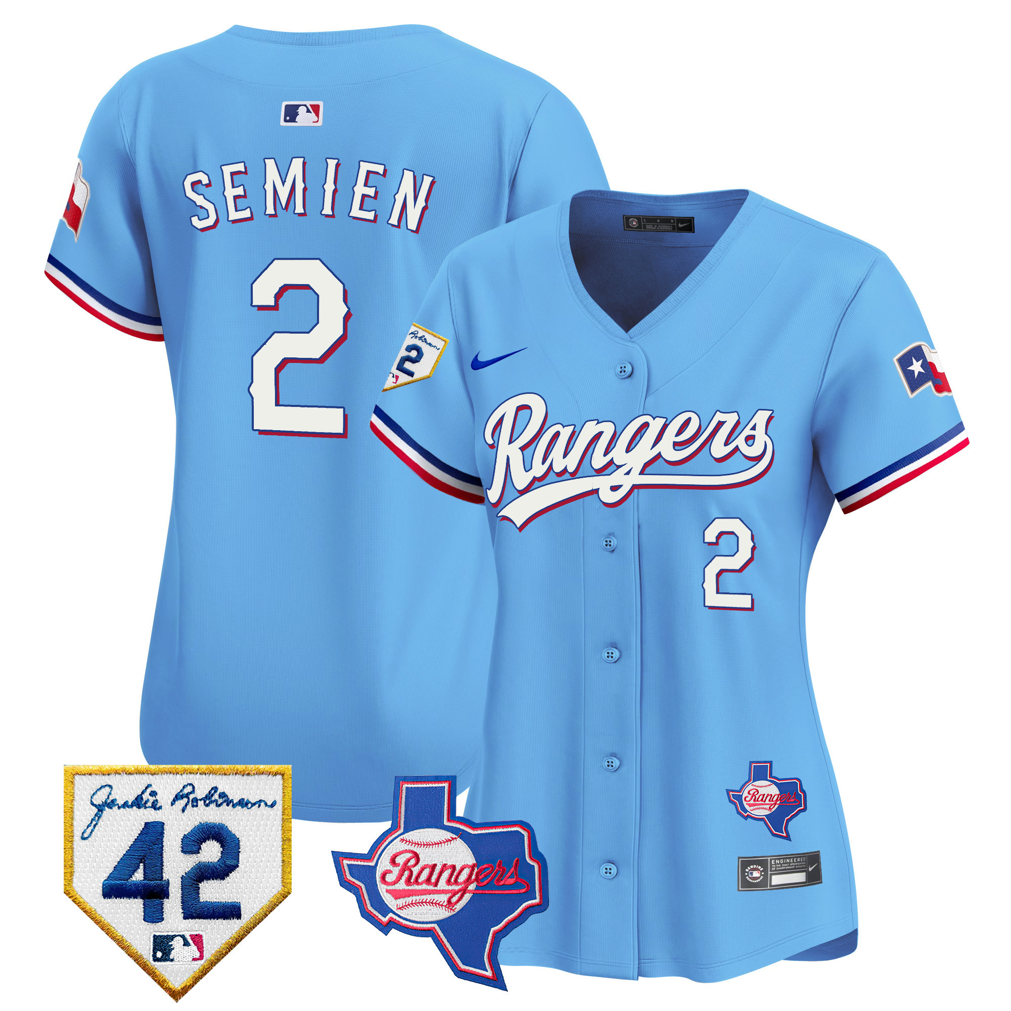 Women's Texas Rangers 2024 Jackie Robinson Patch Vapor Premier Limited Jersey - All Stitched