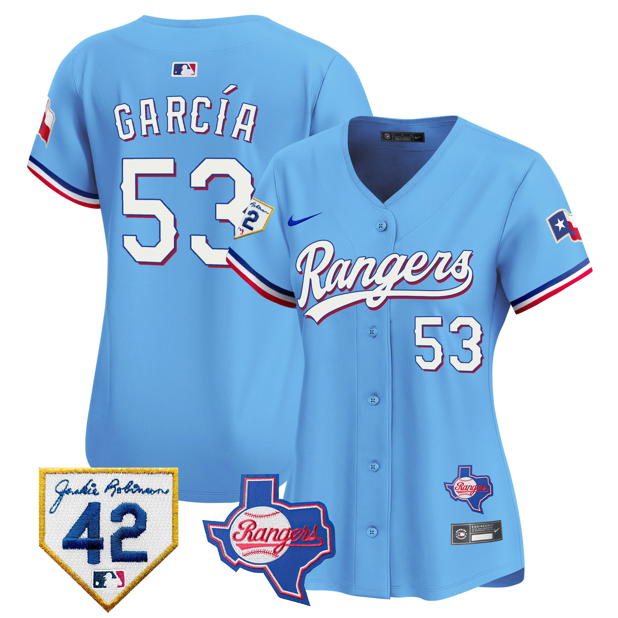 Women's Texas Rangers 2024 Jackie Robinson Patch Vapor Premier Limited Jersey - All Stitched