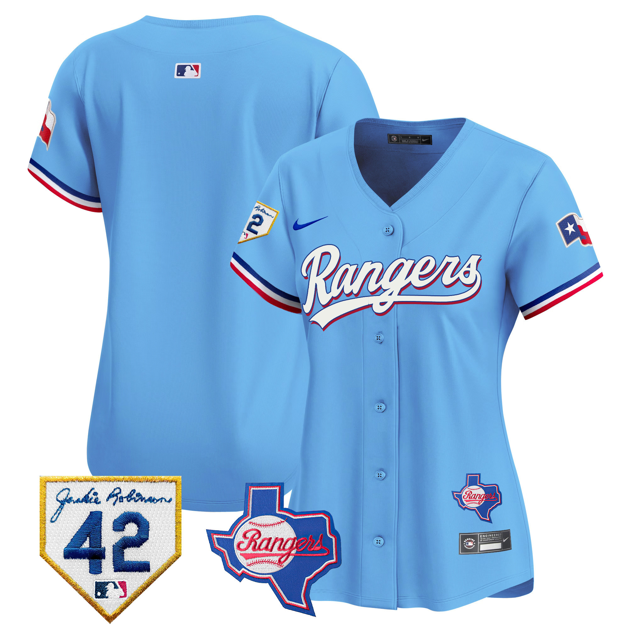 Women's Texas Rangers 2024 Jackie Robinson Patch Vapor Premier Limited Jersey - All Stitched