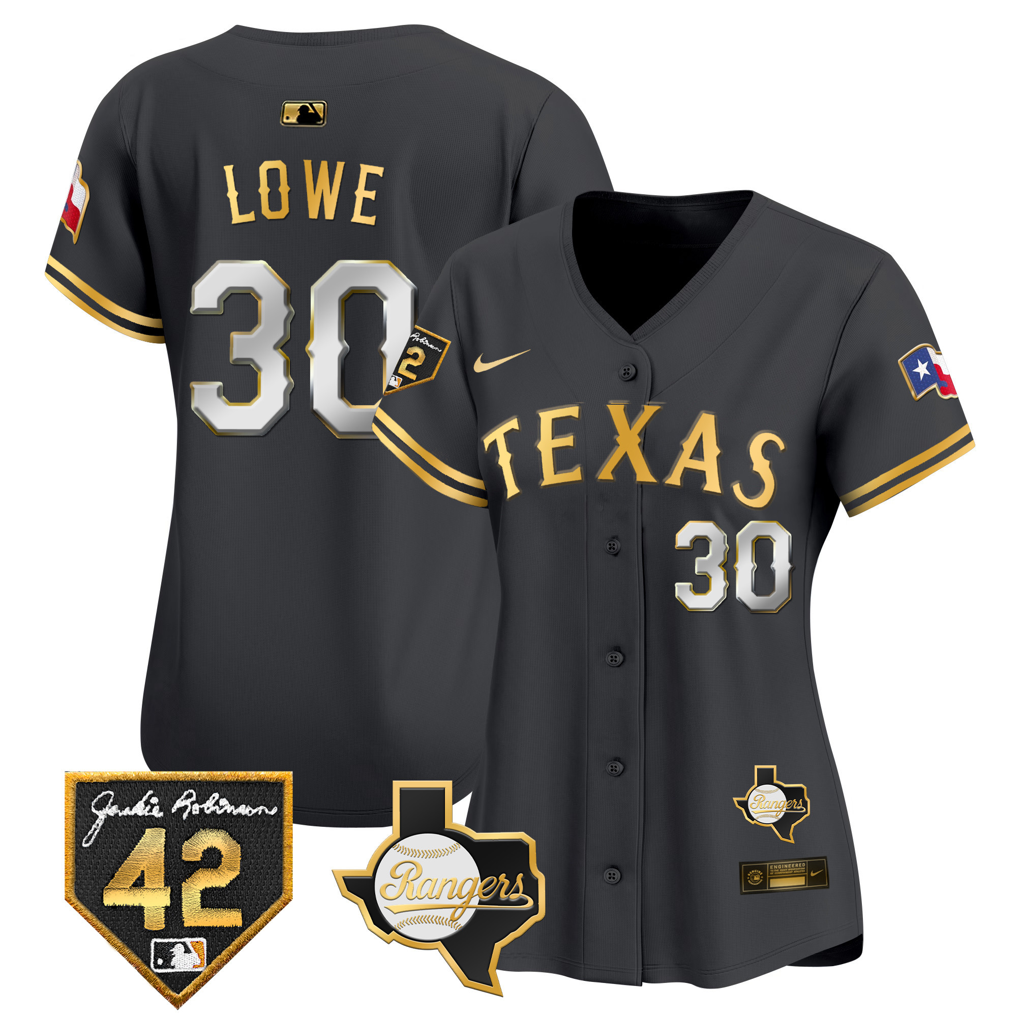 Women's Texas Rangers 2024 Jackie Robinson Patch Vapor Premier Limited Jersey - All Stitched