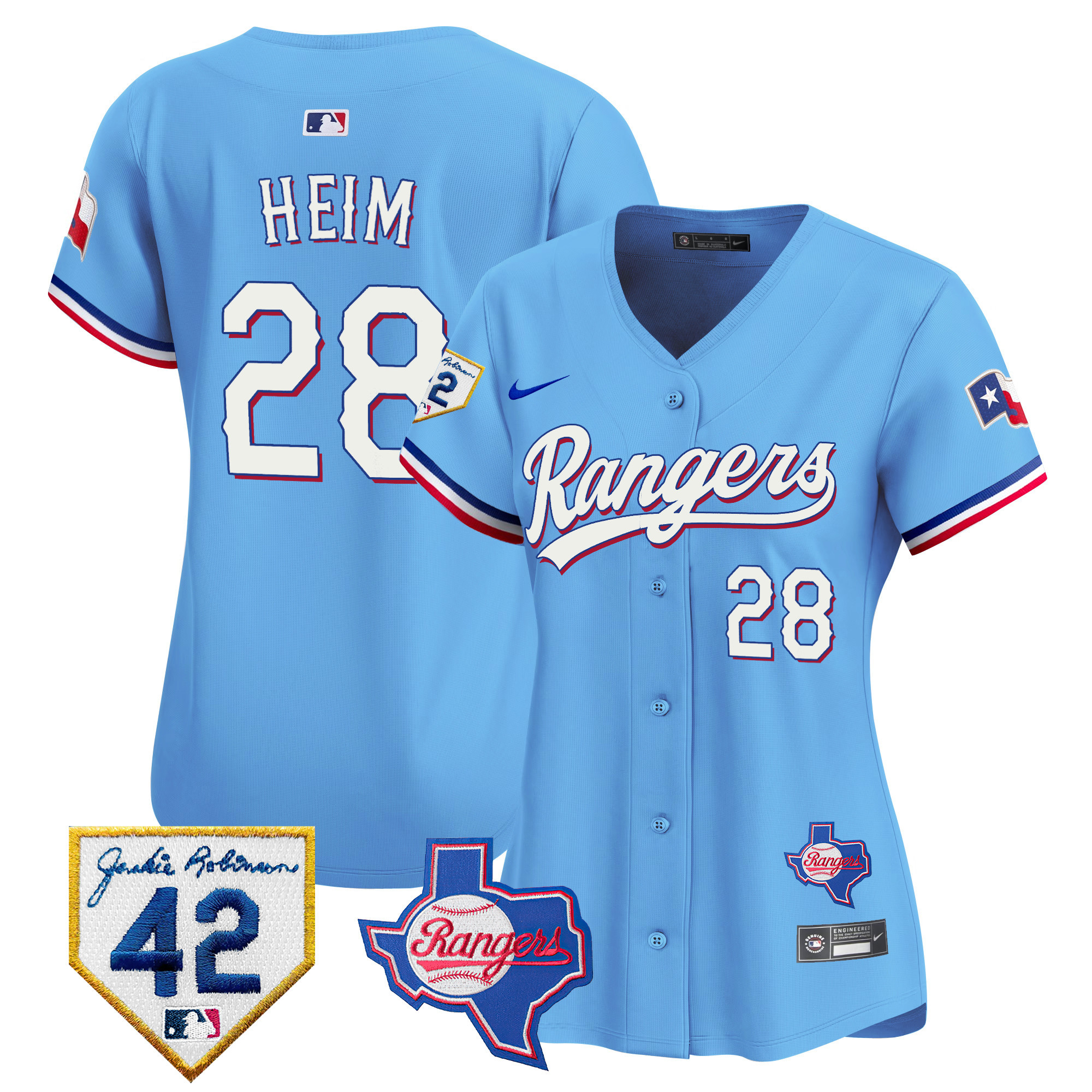 Women's Texas Rangers 2024 Jackie Robinson Patch Vapor Premier Limited Jersey - All Stitched