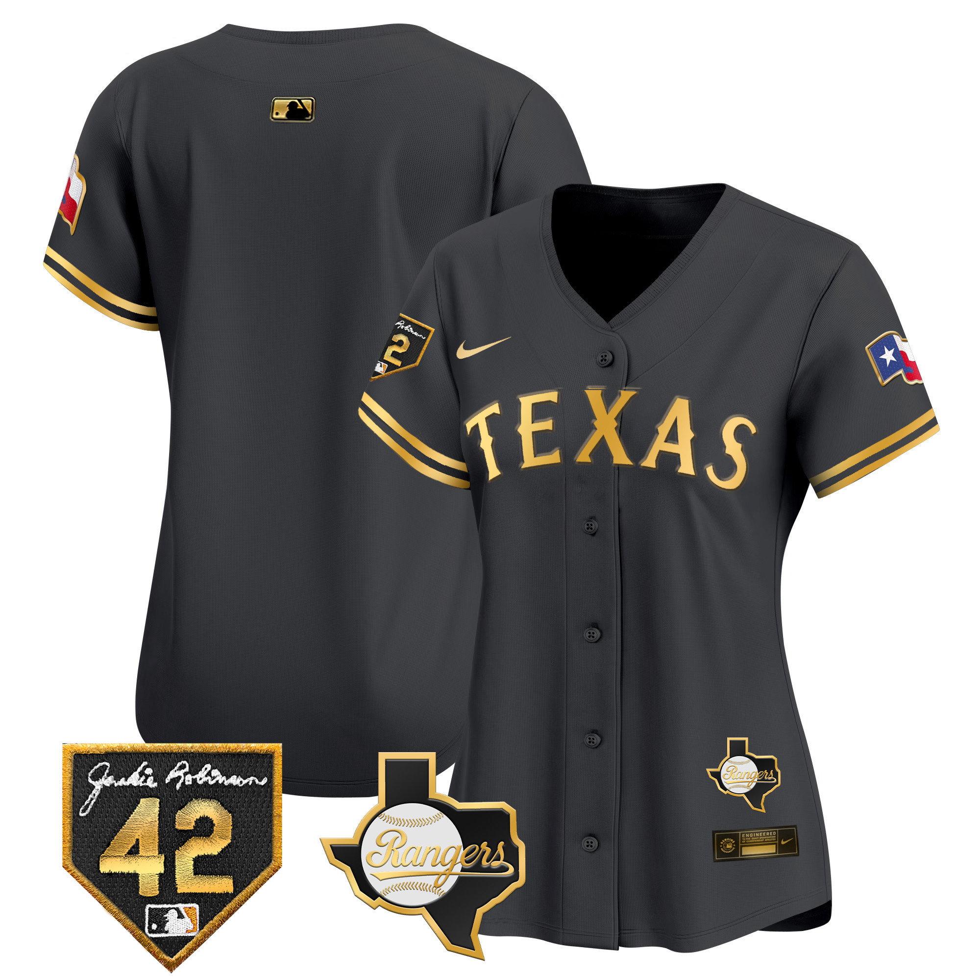 Women's Texas Rangers 2024 Jackie Robinson Patch Vapor Premier Limited Jersey - All Stitched
