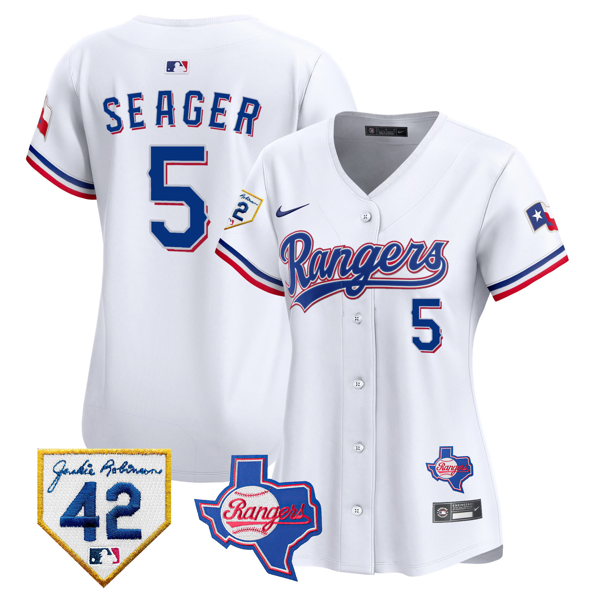 Women's Texas Rangers 2024 Jackie Robinson Patch Vapor Premier Limited Jersey - All Stitched