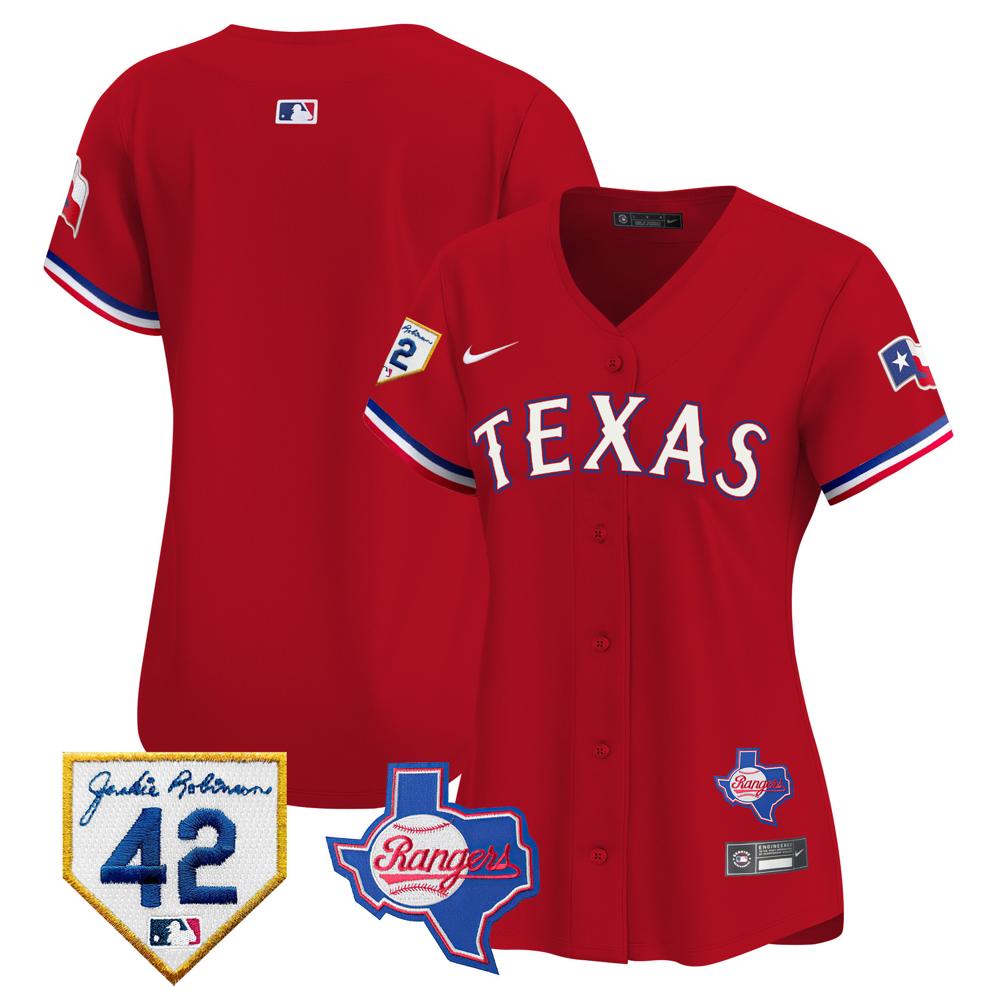 Women's Texas Rangers 2024 Jackie Robinson Patch Vapor Premier Limited Jersey - All Stitched