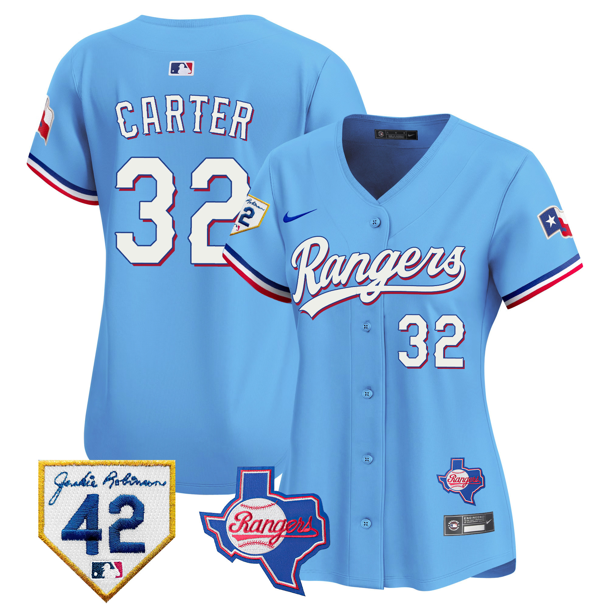 Women's Texas Rangers 2024 Jackie Robinson Patch Vapor Premier Limited Jersey - All Stitched