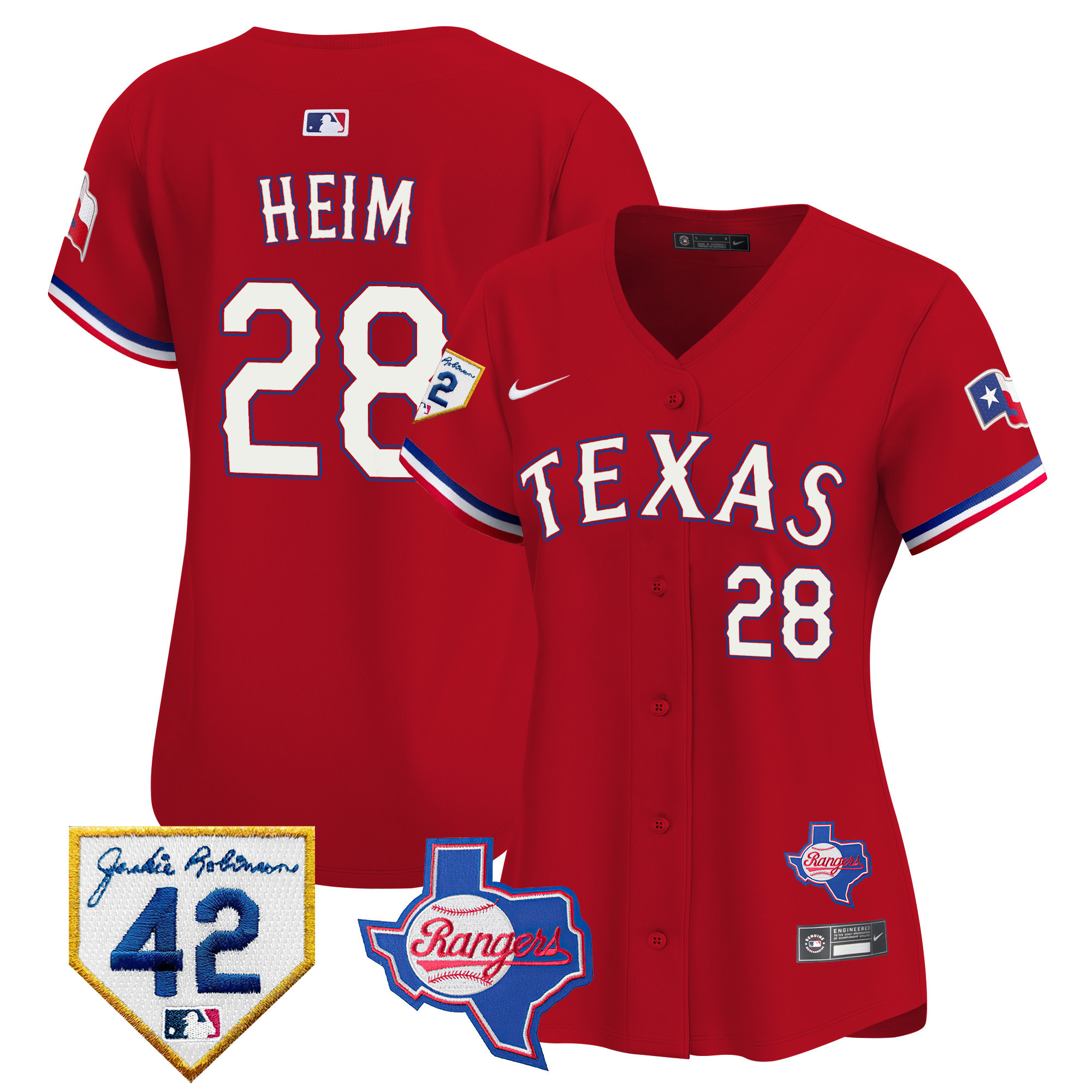 Women's Texas Rangers 2024 Jackie Robinson Patch Vapor Premier Limited Jersey - All Stitched