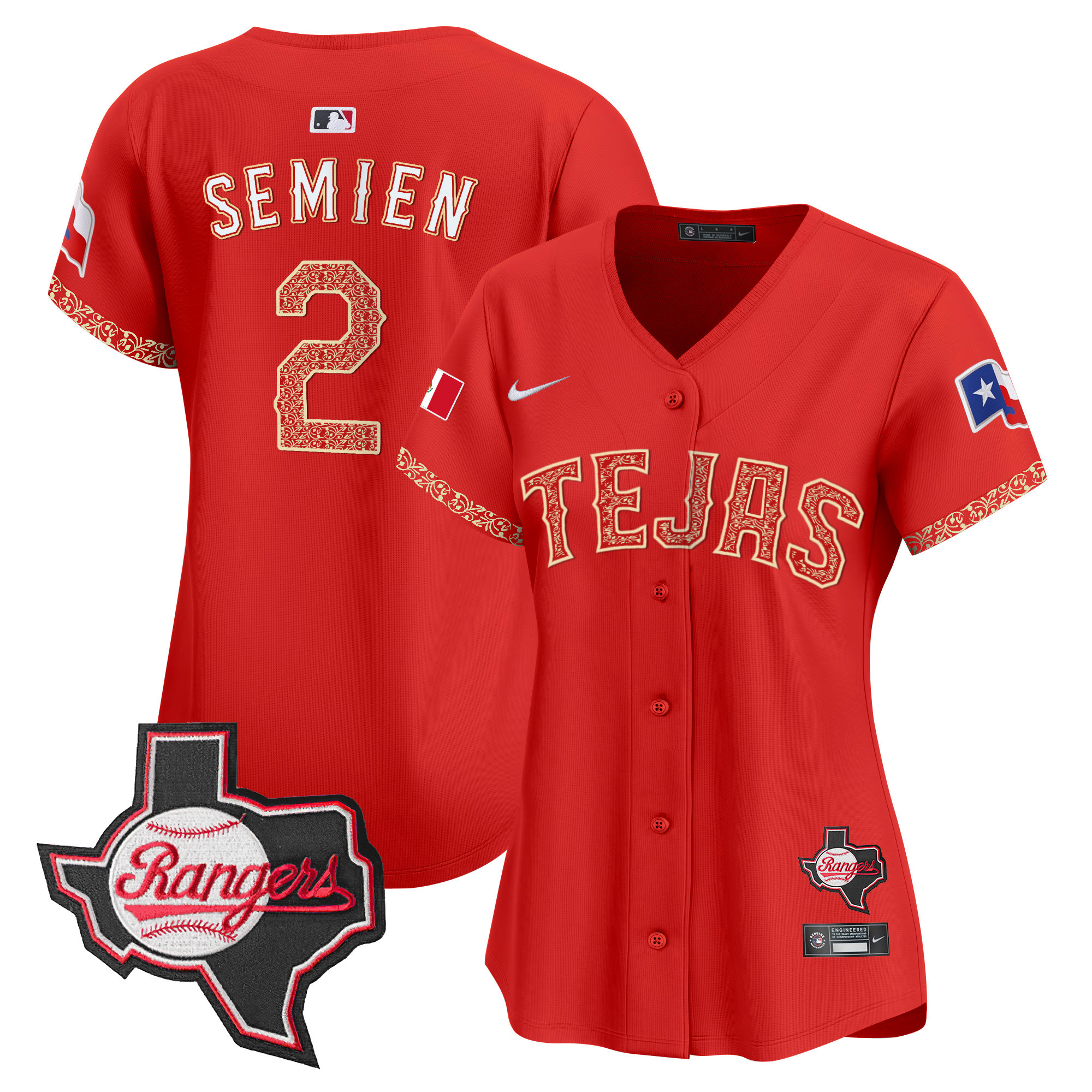 Women's Texas Rangers Mexico Texas Patch Vapor Premier Limited Jersey - All Stitched