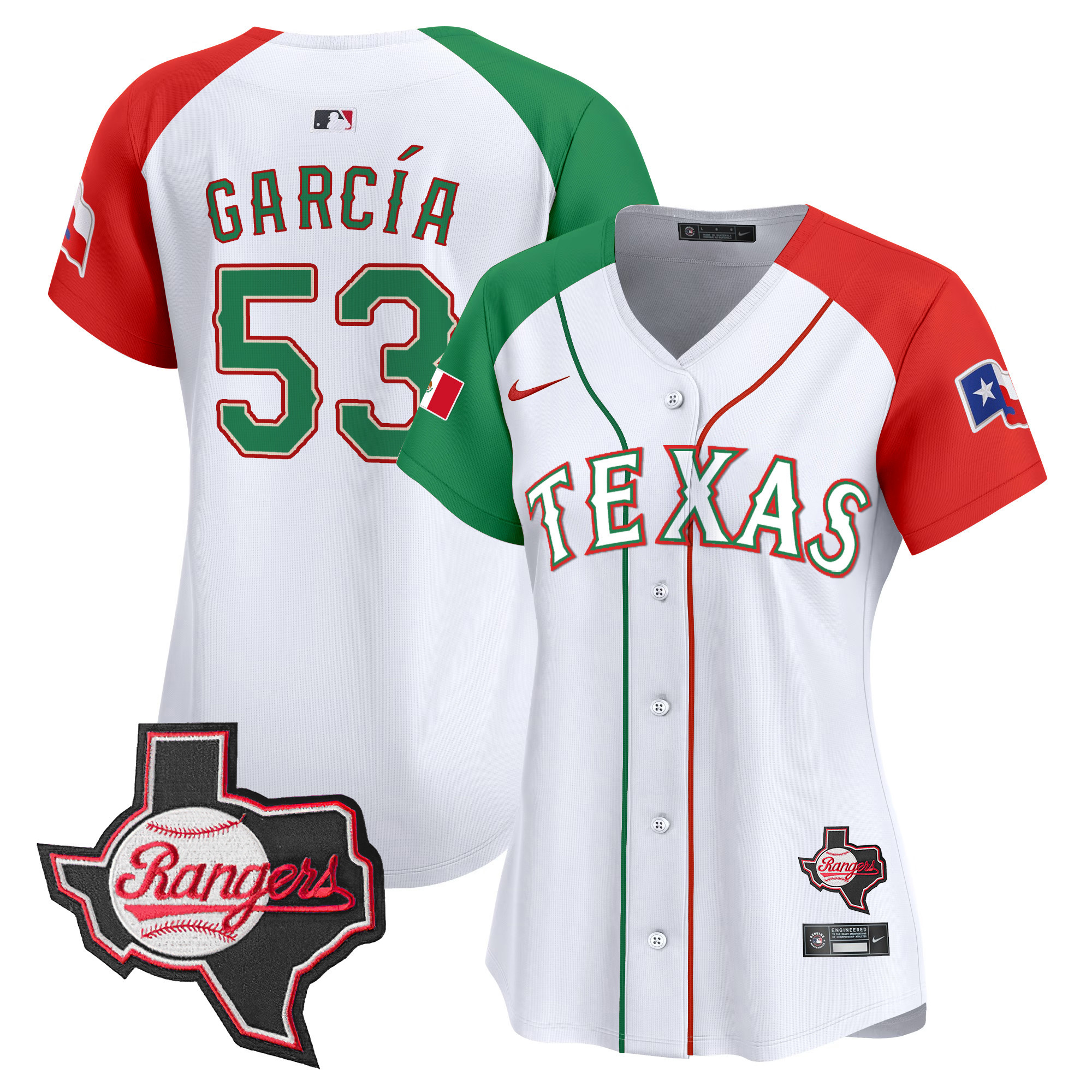 Women's Texas Rangers Mexico Texas Patch Vapor Premier Limited Jersey - All Stitched