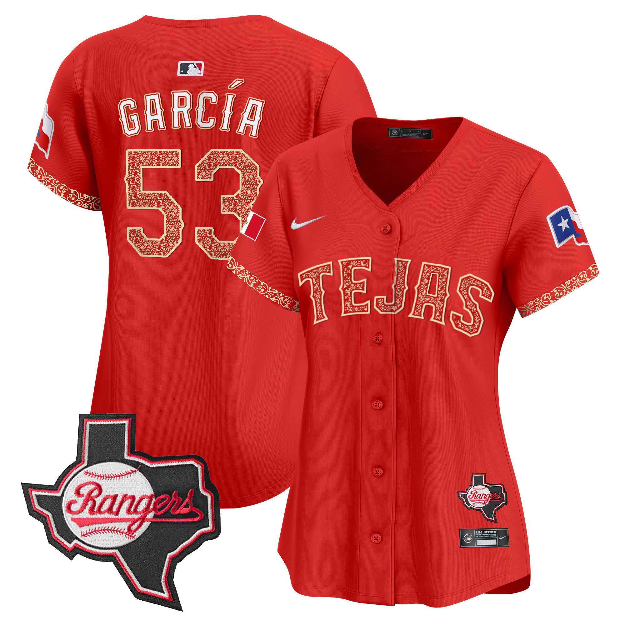 Women's Texas Rangers Mexico Texas Patch Vapor Premier Limited Jersey - All Stitched