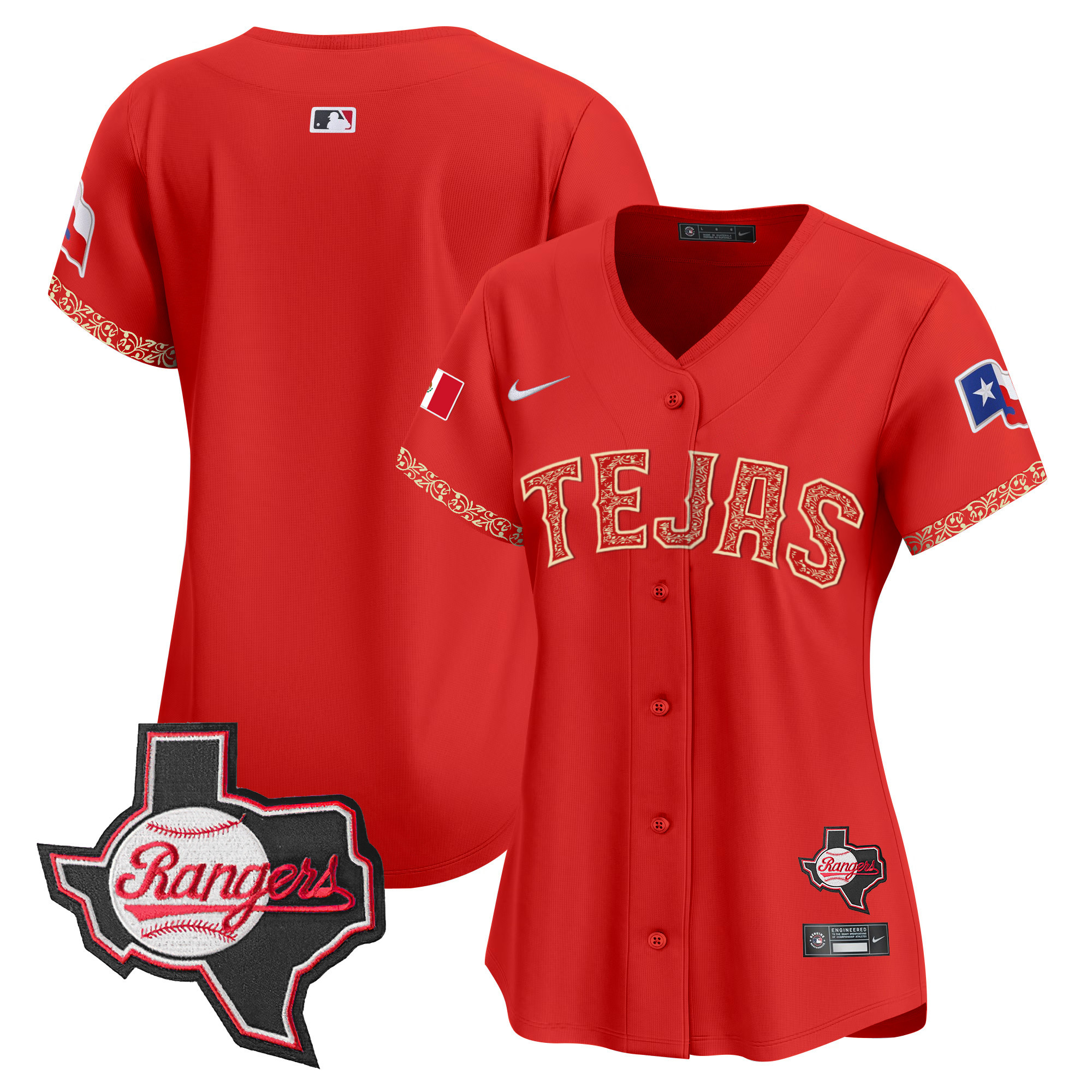 Women's Texas Rangers Mexico Texas Patch Vapor Premier Limited Jersey - All Stitched