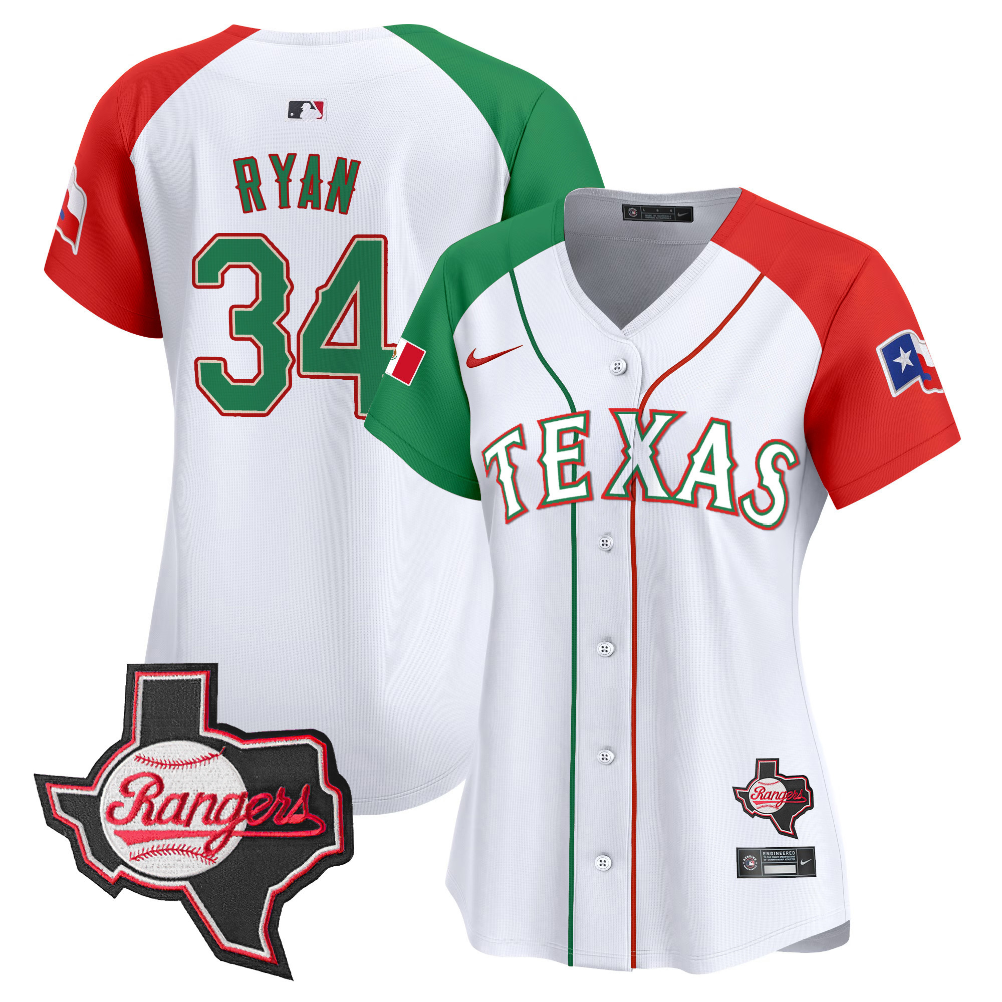 Women's Texas Rangers Mexico Texas Patch Vapor Premier Limited Jersey - All Stitched