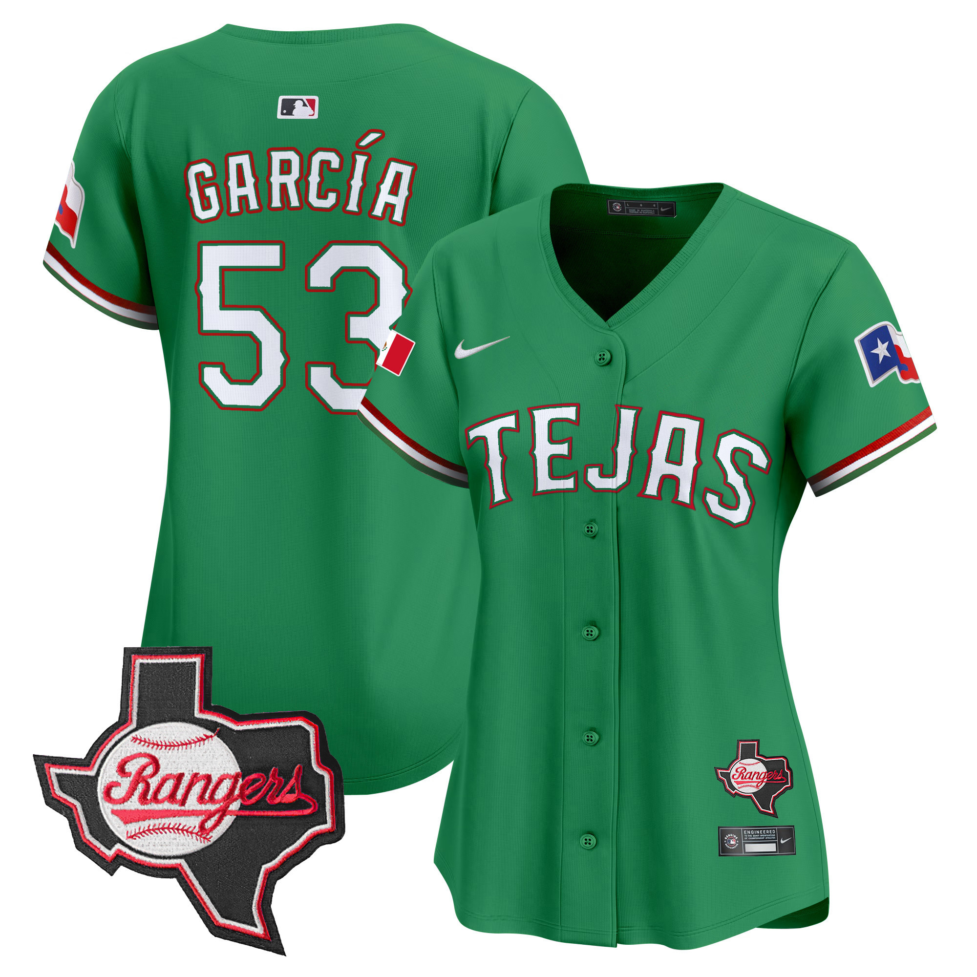 Women's Texas Rangers Mexico Texas Patch Vapor Premier Limited Jersey - All Stitched