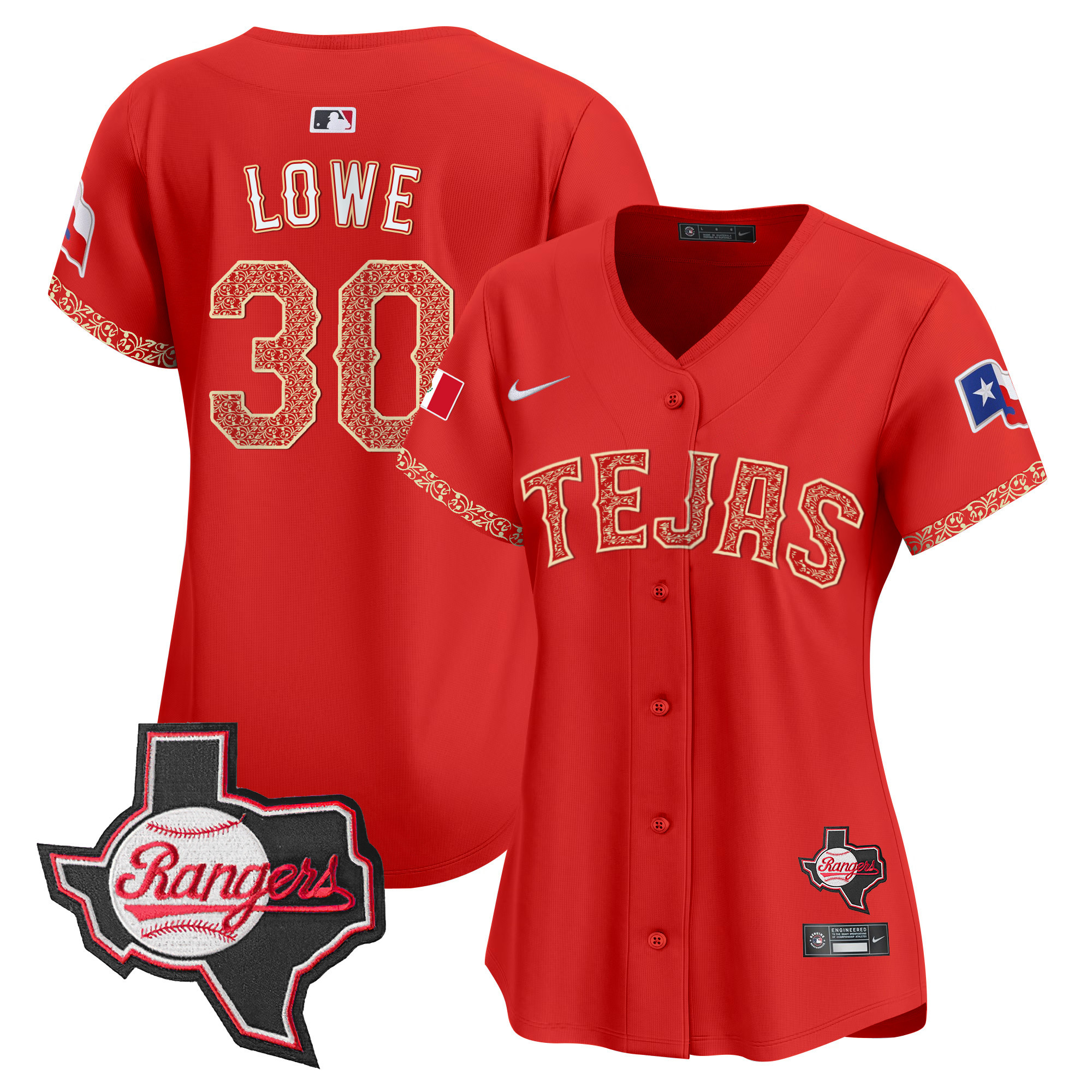 Women's Texas Rangers Mexico Texas Patch Vapor Premier Limited Jersey - All Stitched