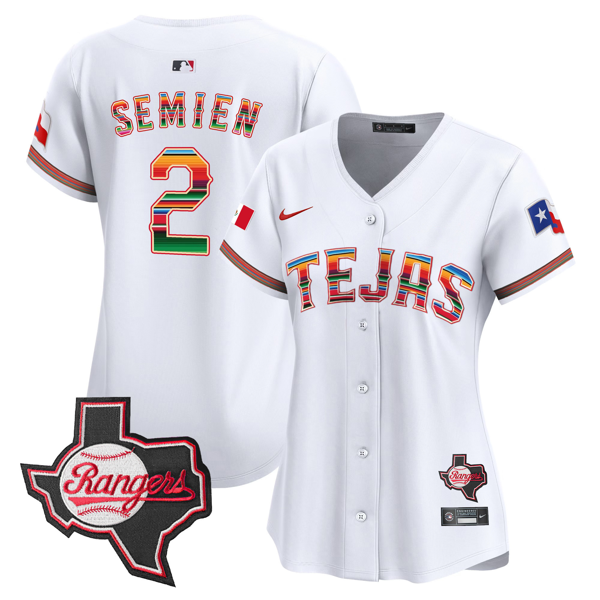 Women's Texas Rangers Mexico Texas Patch Vapor Premier Limited Jersey - All Stitched