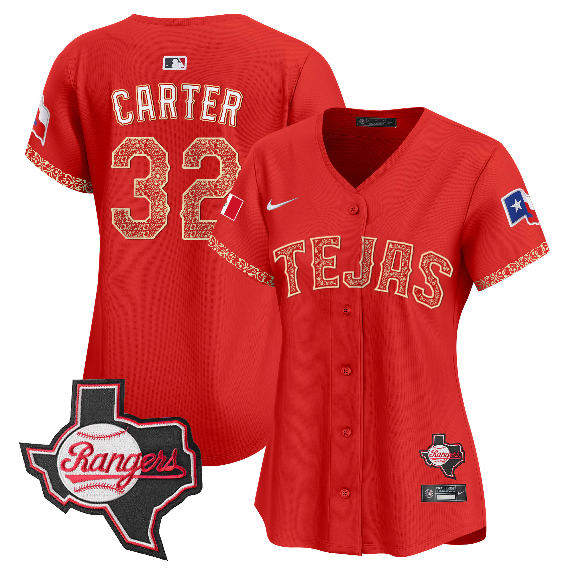 Women's Texas Rangers Mexico Texas Patch Vapor Premier Limited Jersey - All Stitched