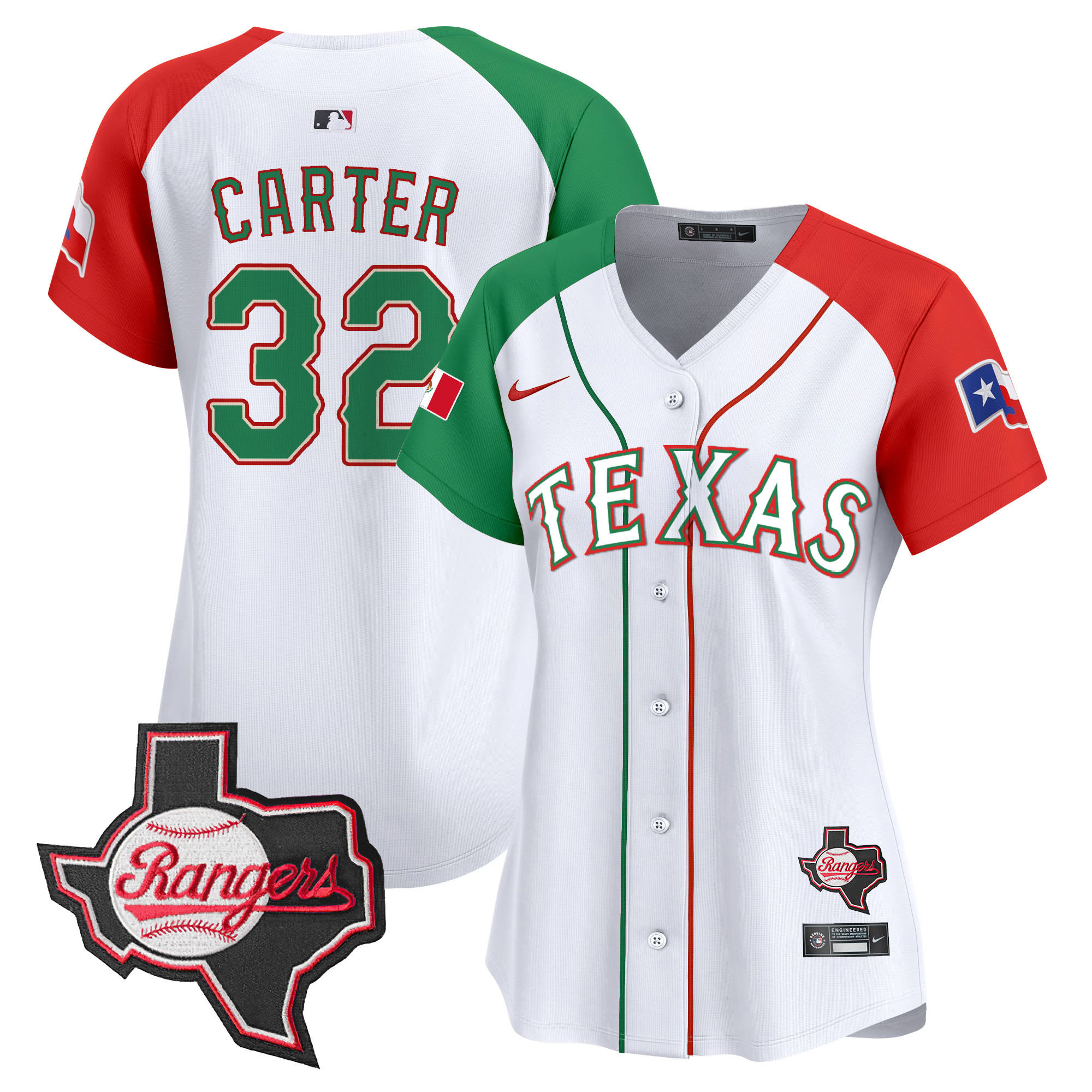 Women's Texas Rangers Mexico Texas Patch Vapor Premier Limited Jersey - All Stitched