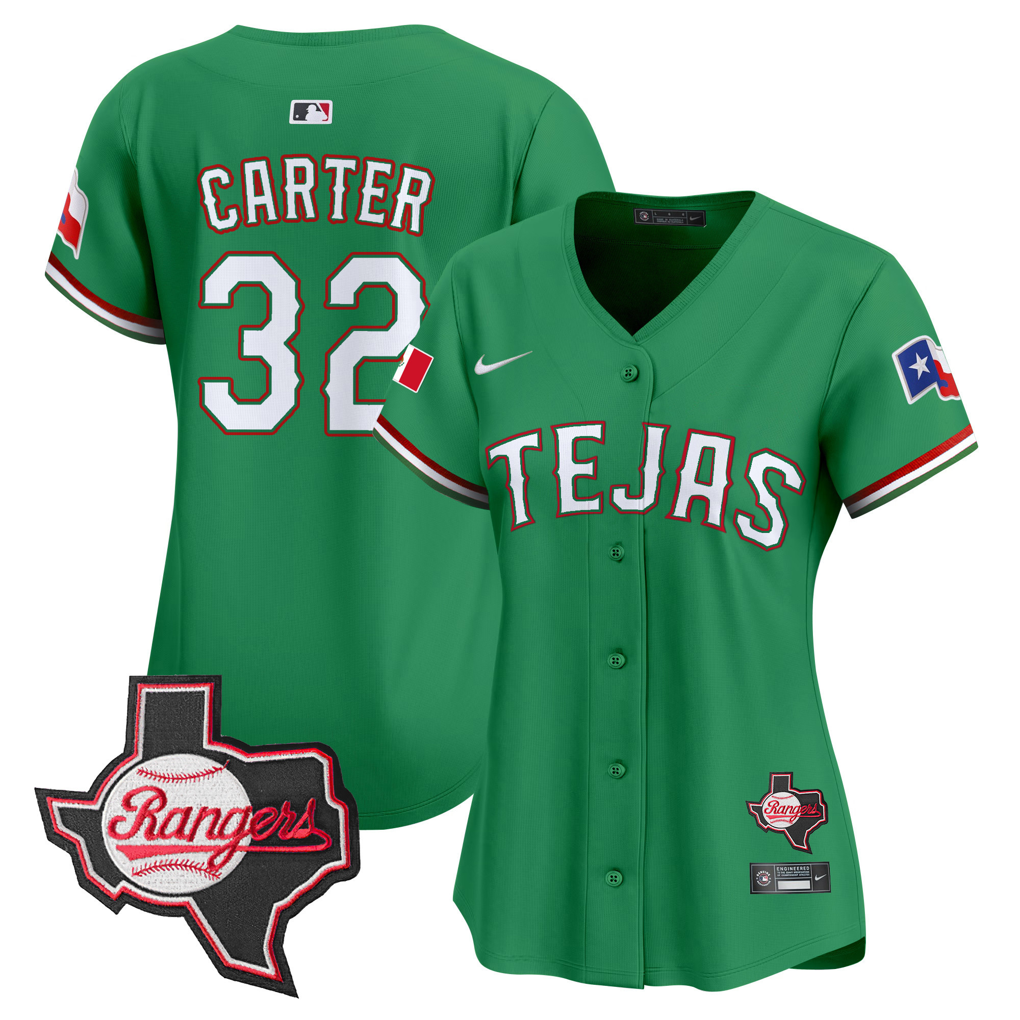 Women's Texas Rangers Mexico Texas Patch Vapor Premier Limited Jersey - All Stitched