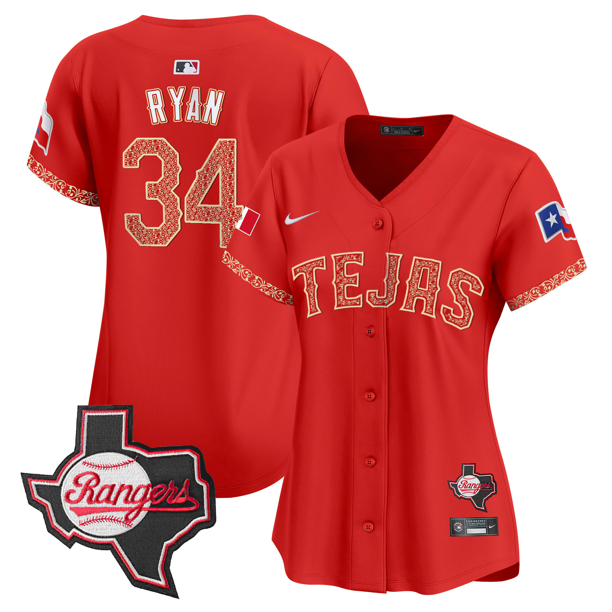 Women's Texas Rangers Mexico Texas Patch Vapor Premier Limited Jersey - All Stitched