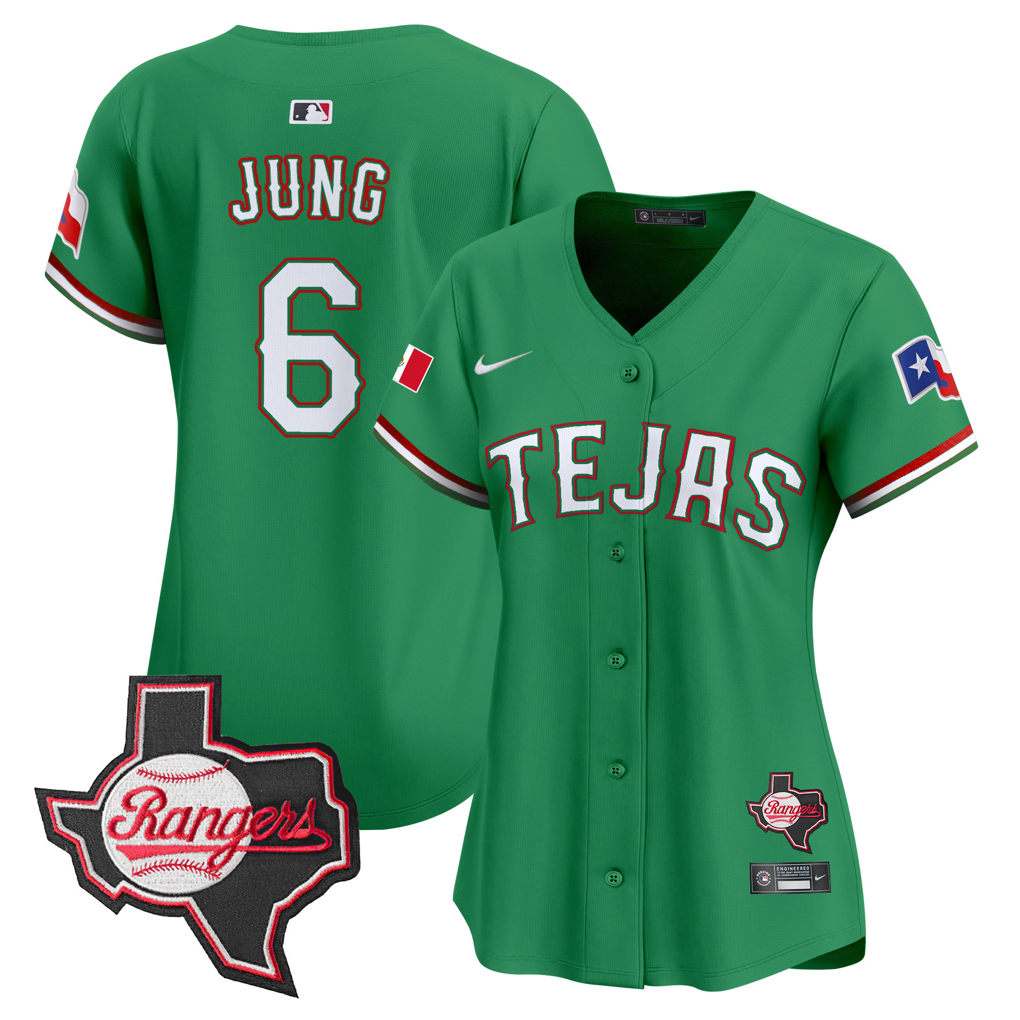 Women's Texas Rangers Mexico Texas Patch Vapor Premier Limited Jersey - All Stitched