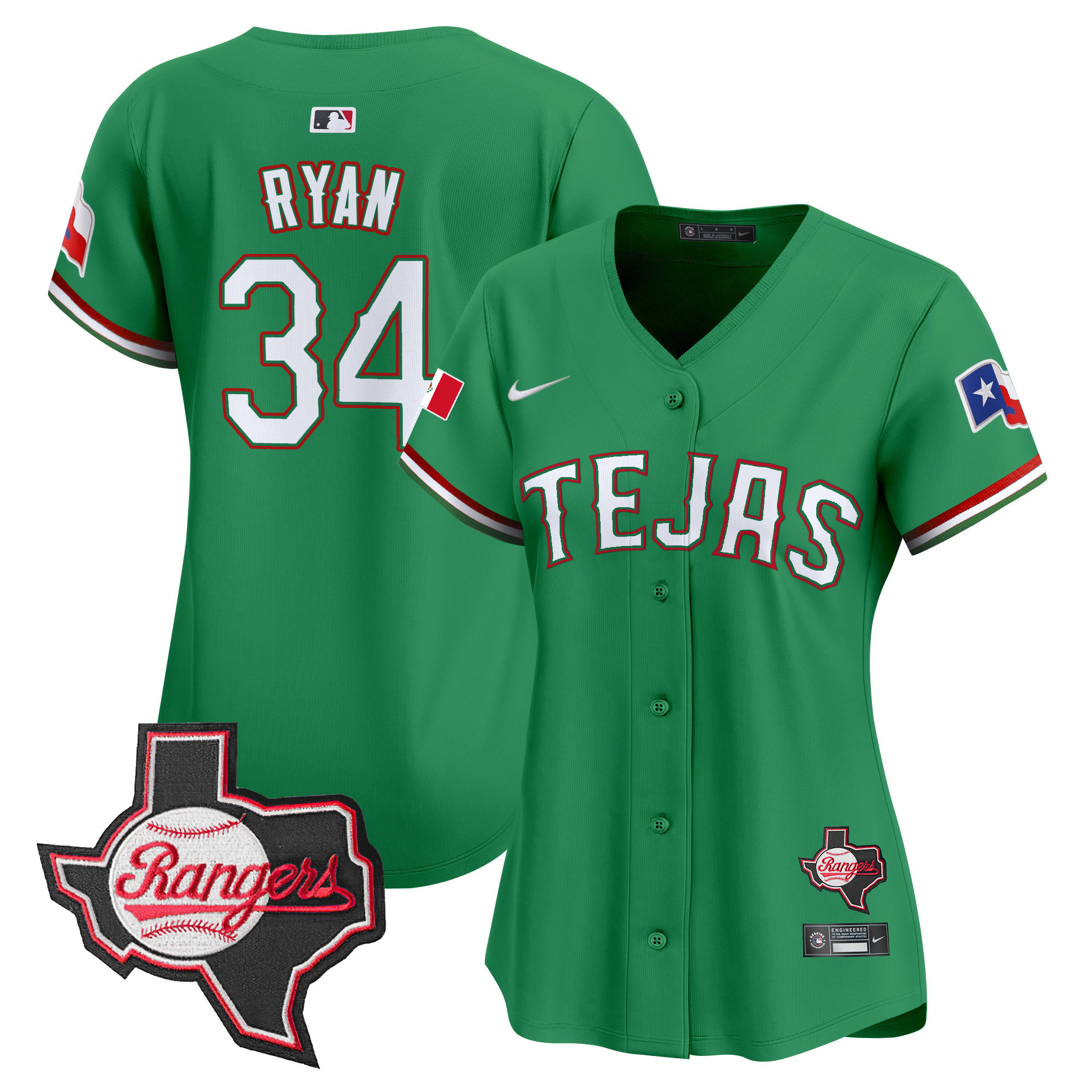 Women's Texas Rangers Mexico Texas Patch Vapor Premier Limited Jersey - All Stitched