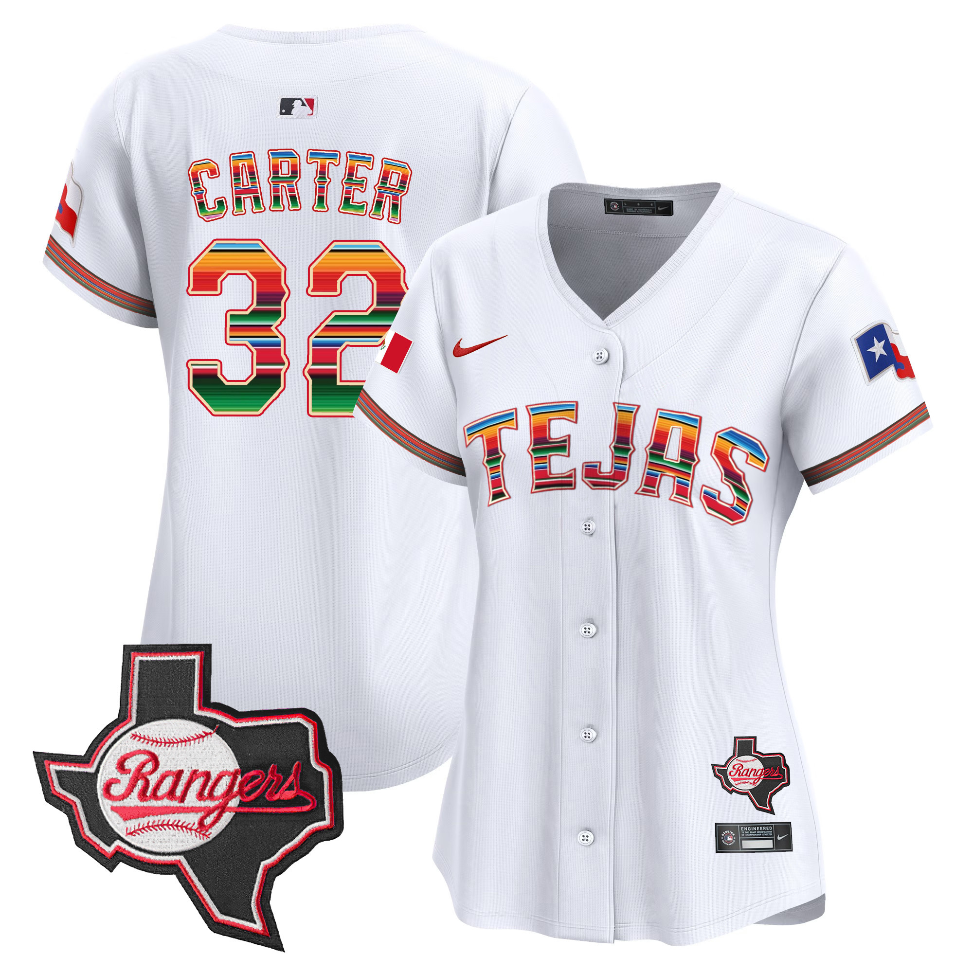 Women's Texas Rangers Mexico Texas Patch Vapor Premier Limited Jersey - All Stitched