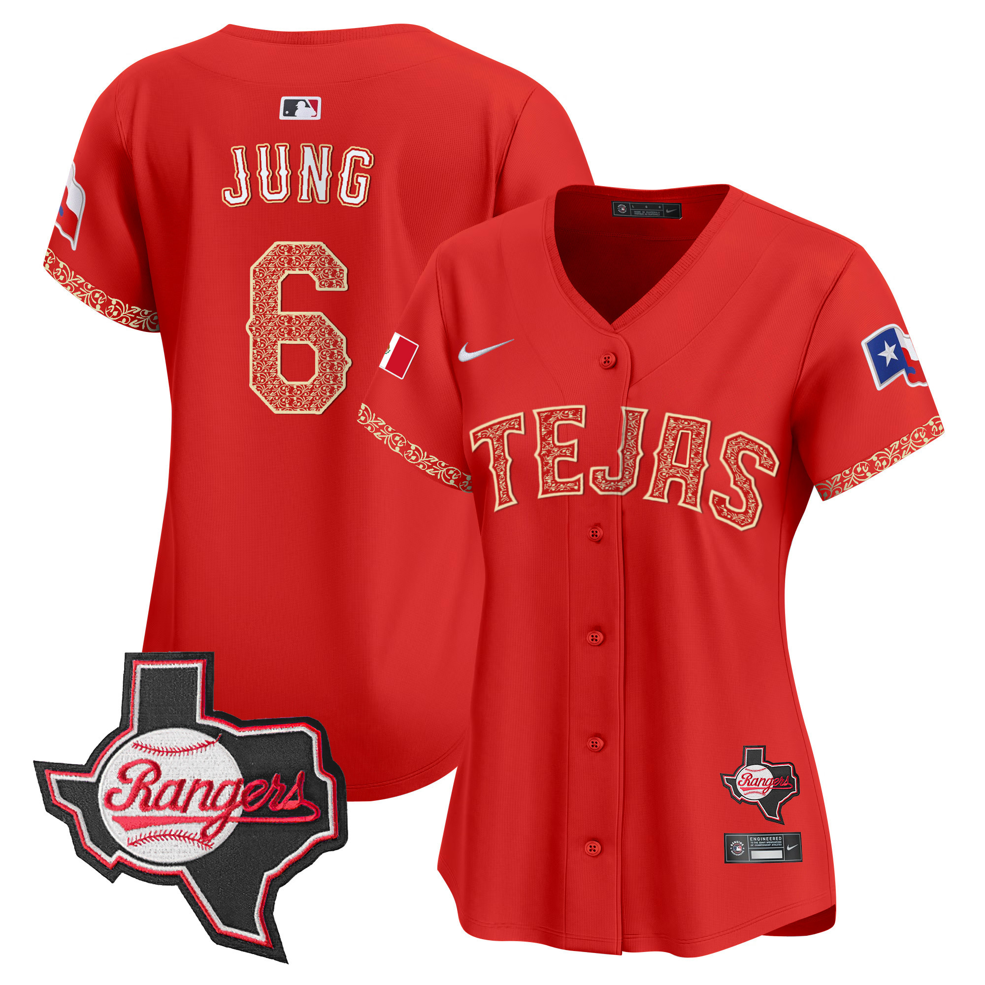 Women's Texas Rangers Mexico Texas Patch Vapor Premier Limited Jersey - All Stitched