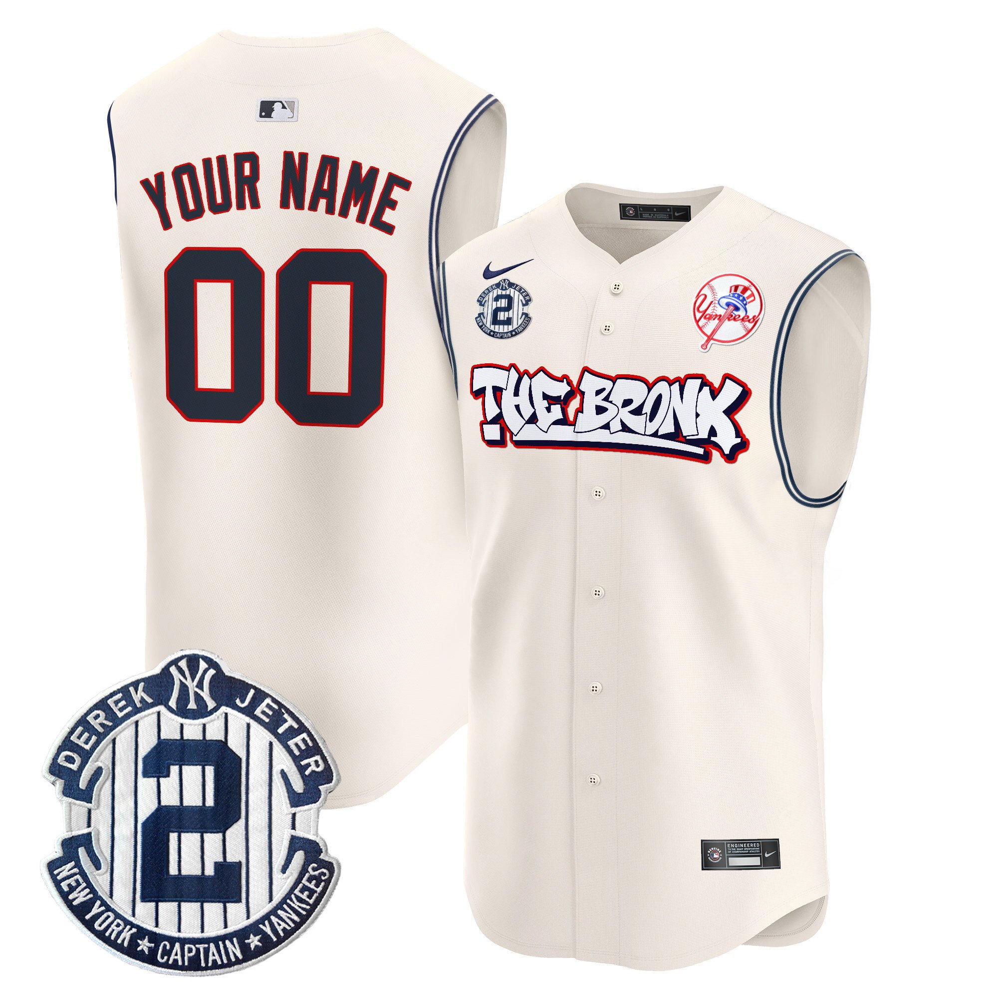 Yankees The Bronx Graffiti Vapor Premier Sleeveless Custom Jersey - All Stitched