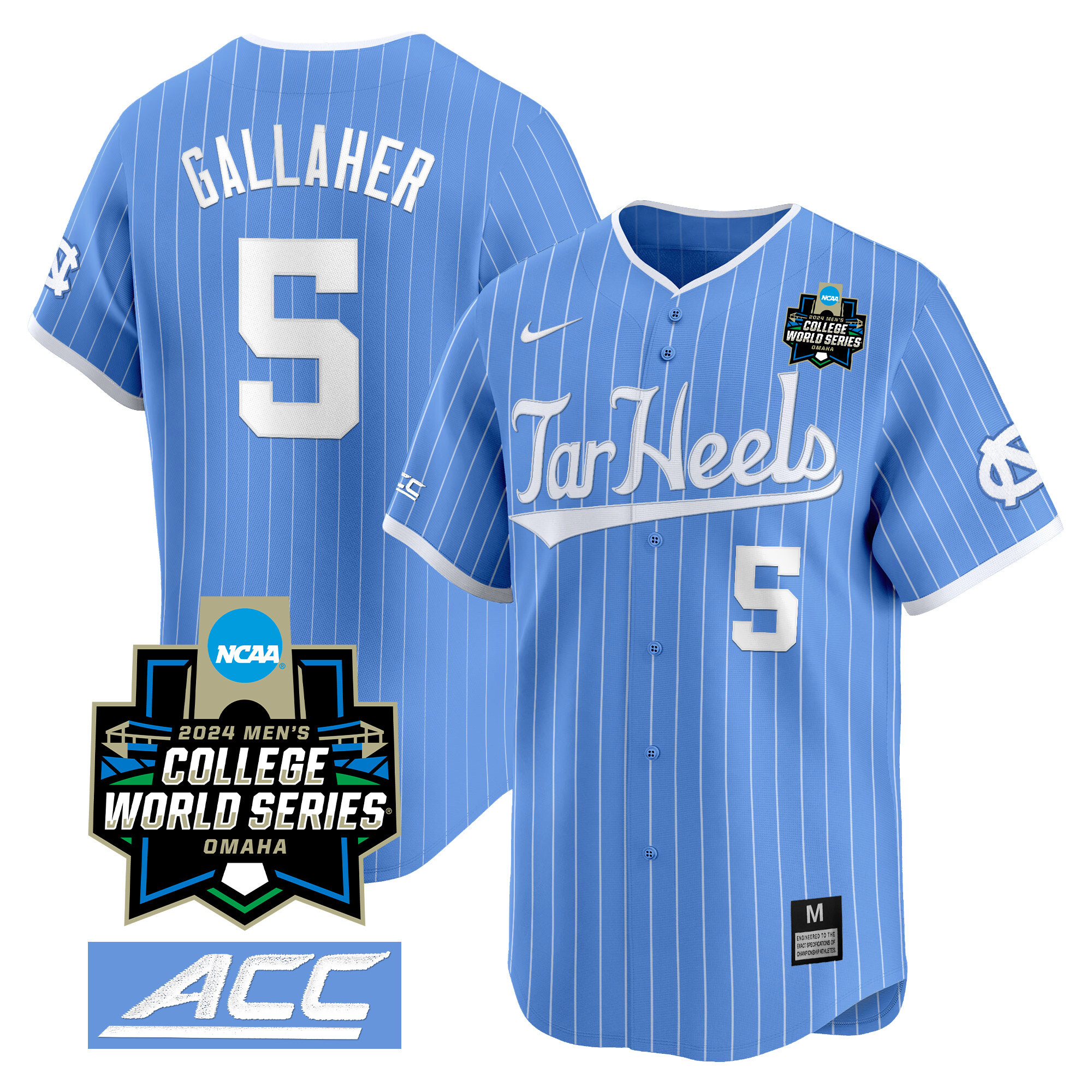 Youth's North Carolina Tar Heels 2024 College World Series Vapor Premier Limited Jersey - All Stitched