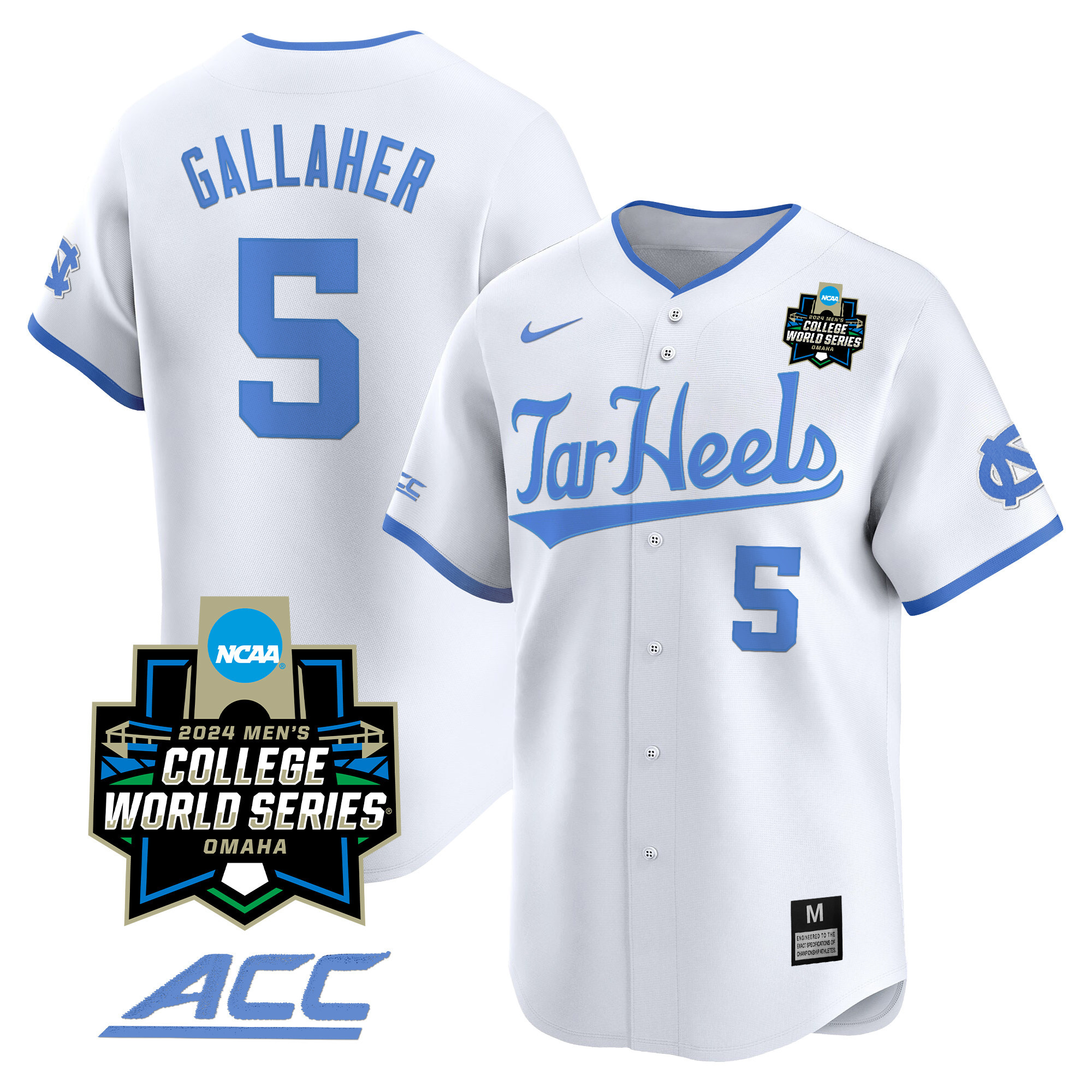 Youth's North Carolina Tar Heels 2024 College World Series Vapor Premier Limited Jersey - All Stitched