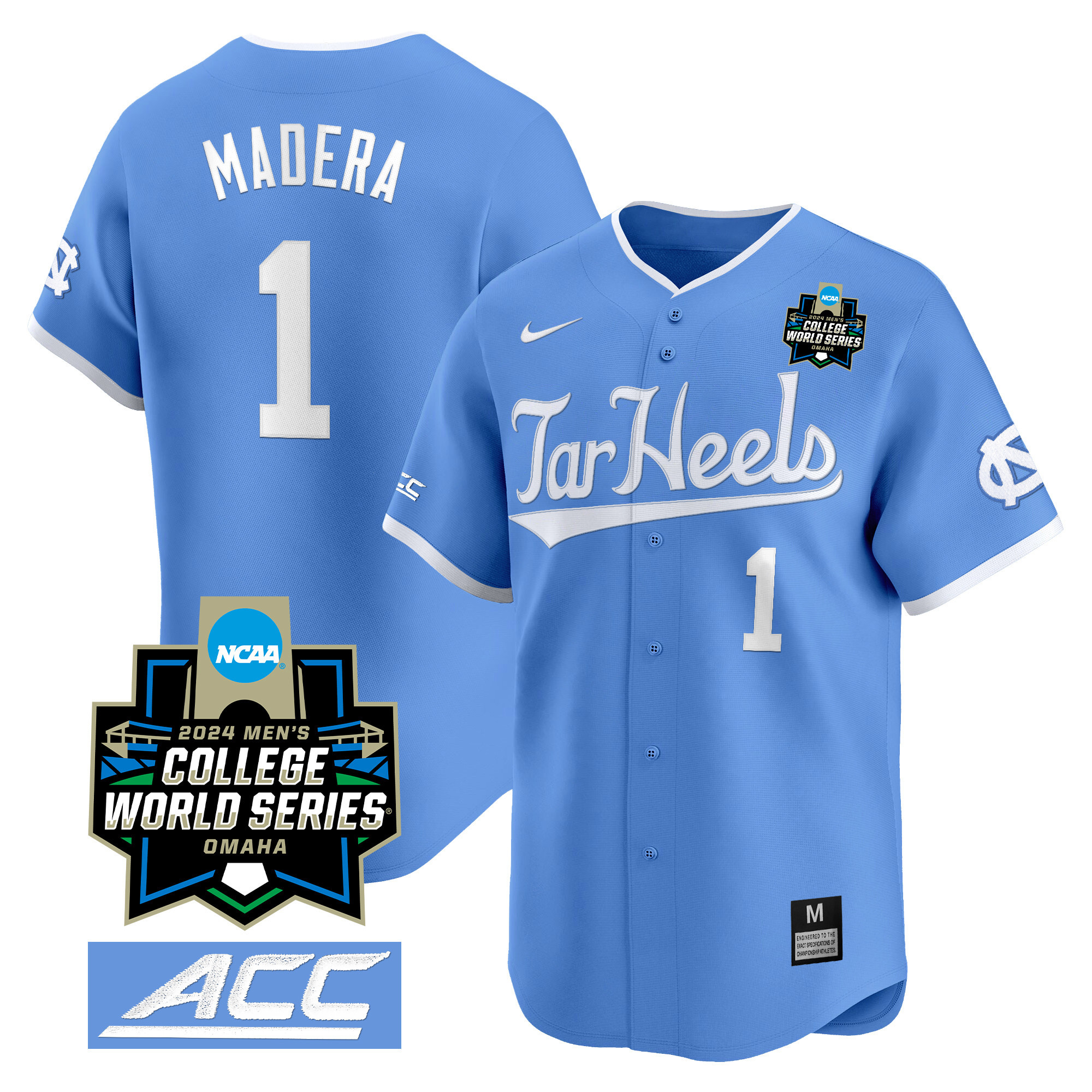 Youth's North Carolina Tar Heels 2024 College World Series Vapor Premier Limited Jersey - All Stitched