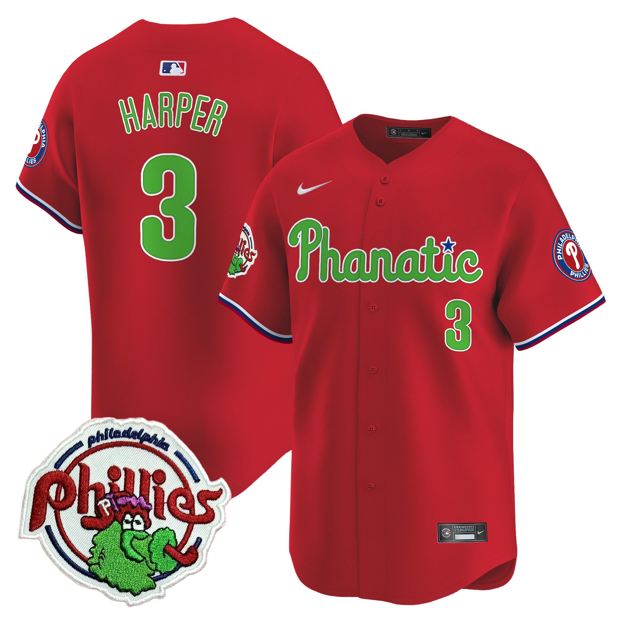 Youth's Phillies Phanatic Patch Vapor Premier Limited Jersey - All Stitched