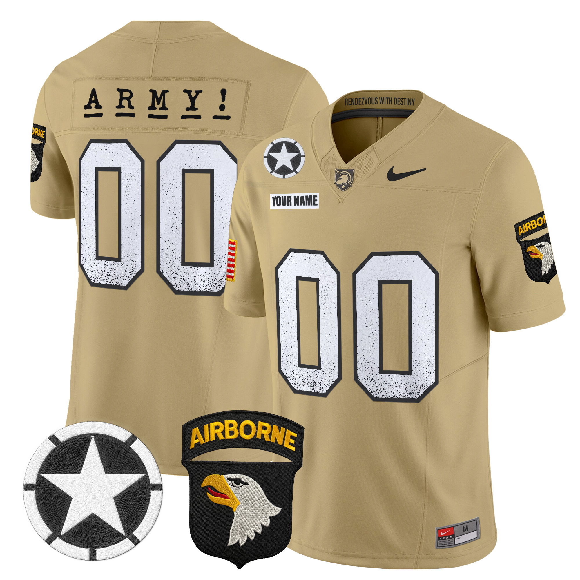 Army Black Knights 101st Airborne Division Patch 2024 Vapor Limited Custom Jersey - All Stitched