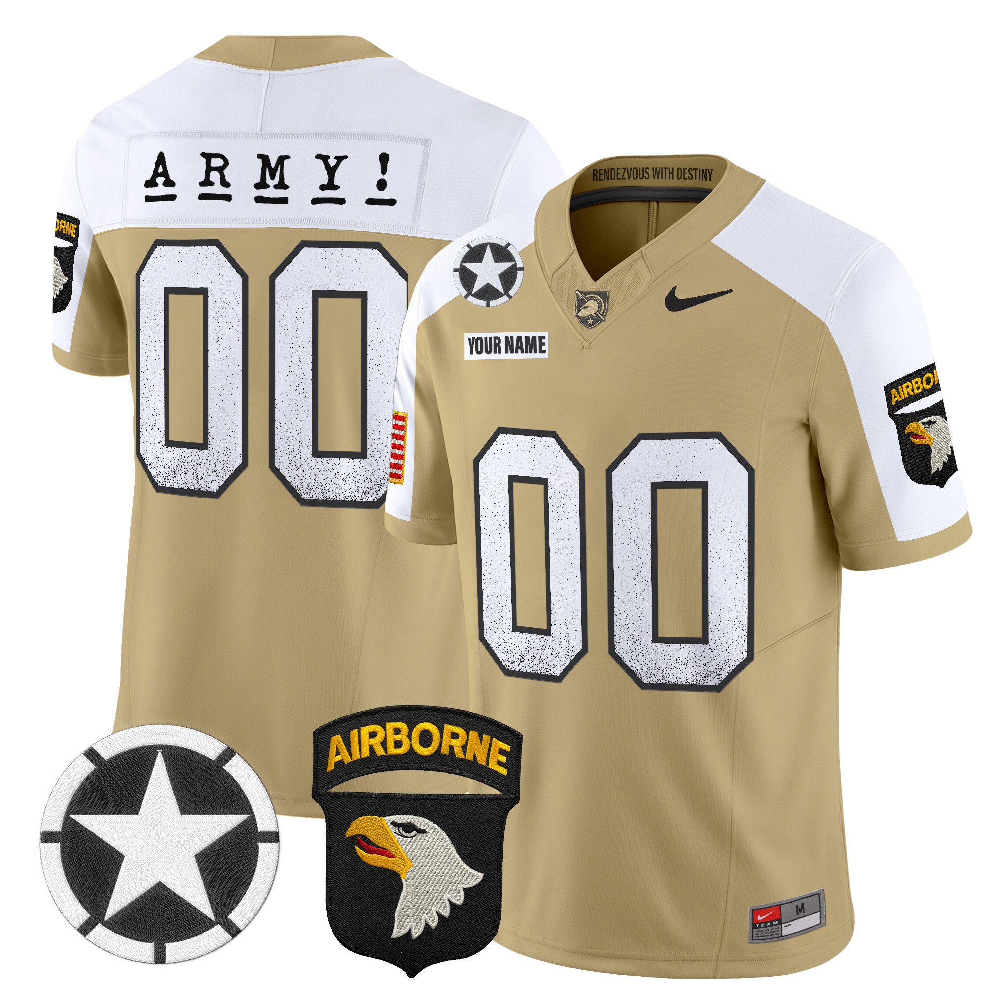 Army Black Knights 101st Airborne Division Patch 2024 Vapor Limited Custom Jersey - All Stitched