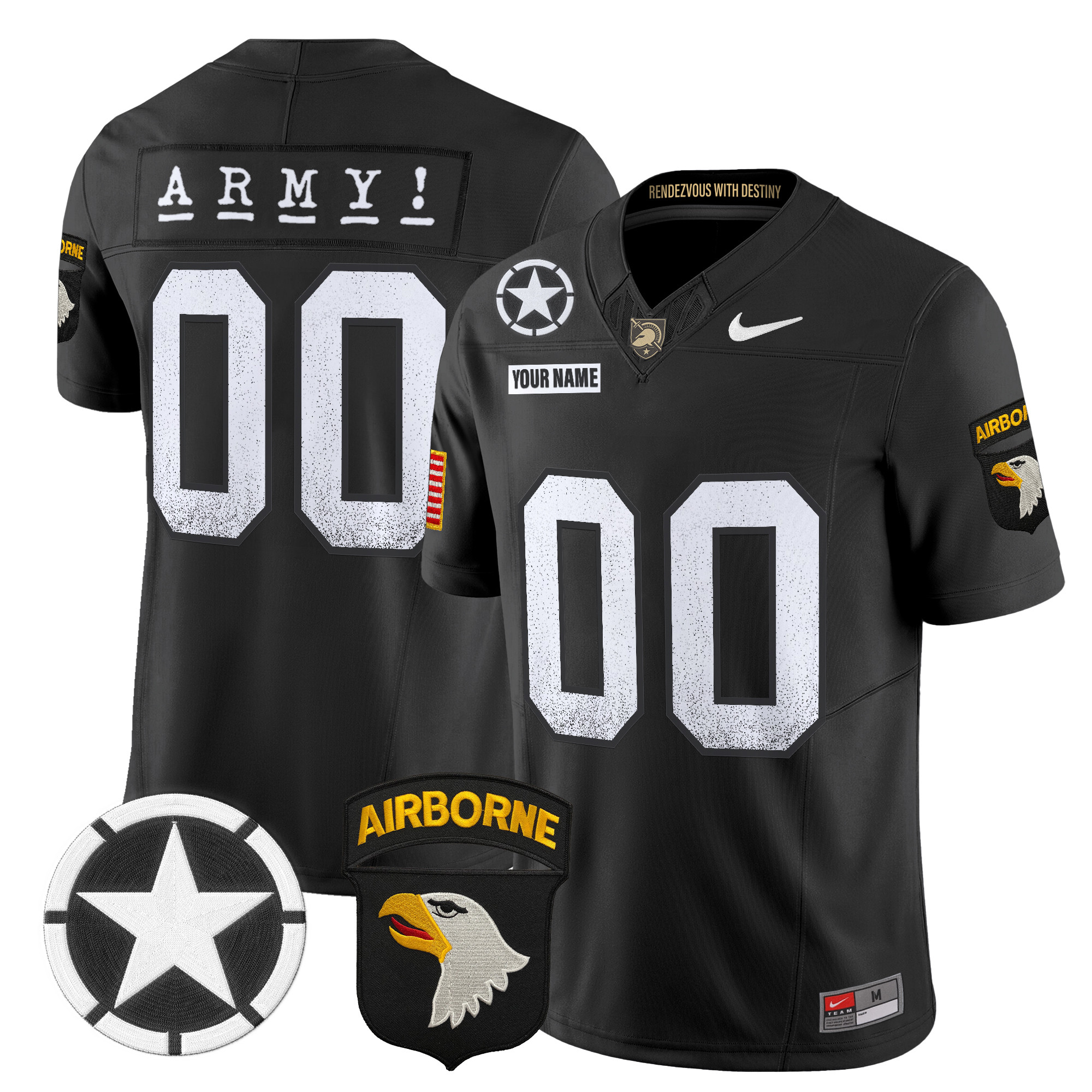 Army Black Knights 101st Airborne Division Patch 2024 Vapor Limited Custom Jersey - All Stitched