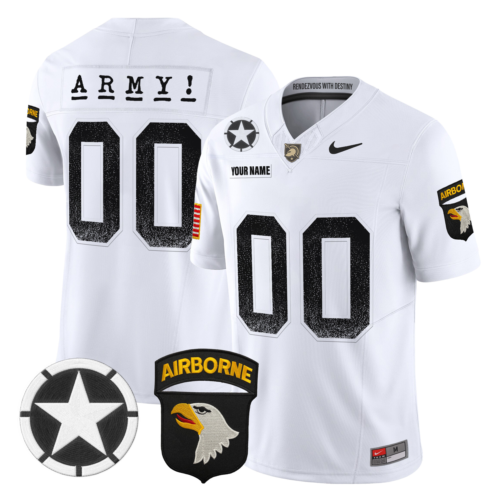Army Black Knights 101st Airborne Division Patch 2024 Vapor Limited Custom Jersey - All Stitched