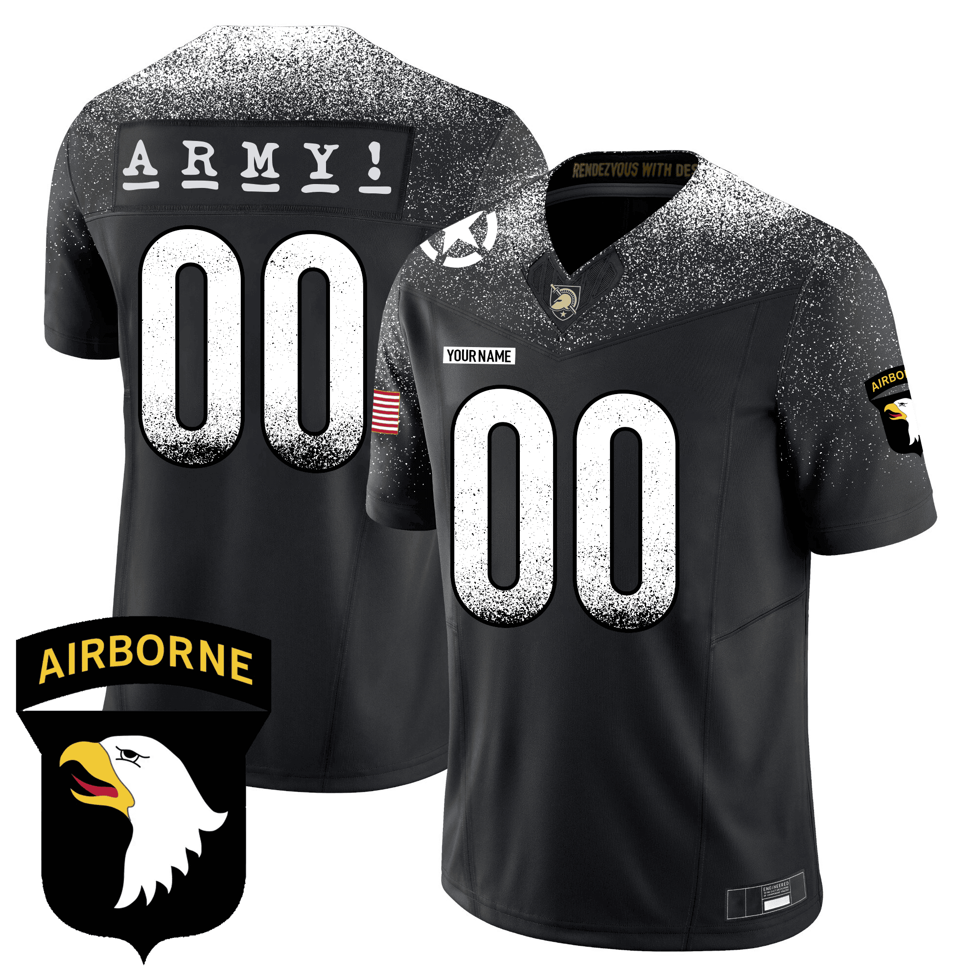 Army Black Knights 101st Airborne Division Patch Vapor Limited Custom Jersey - All Stitched