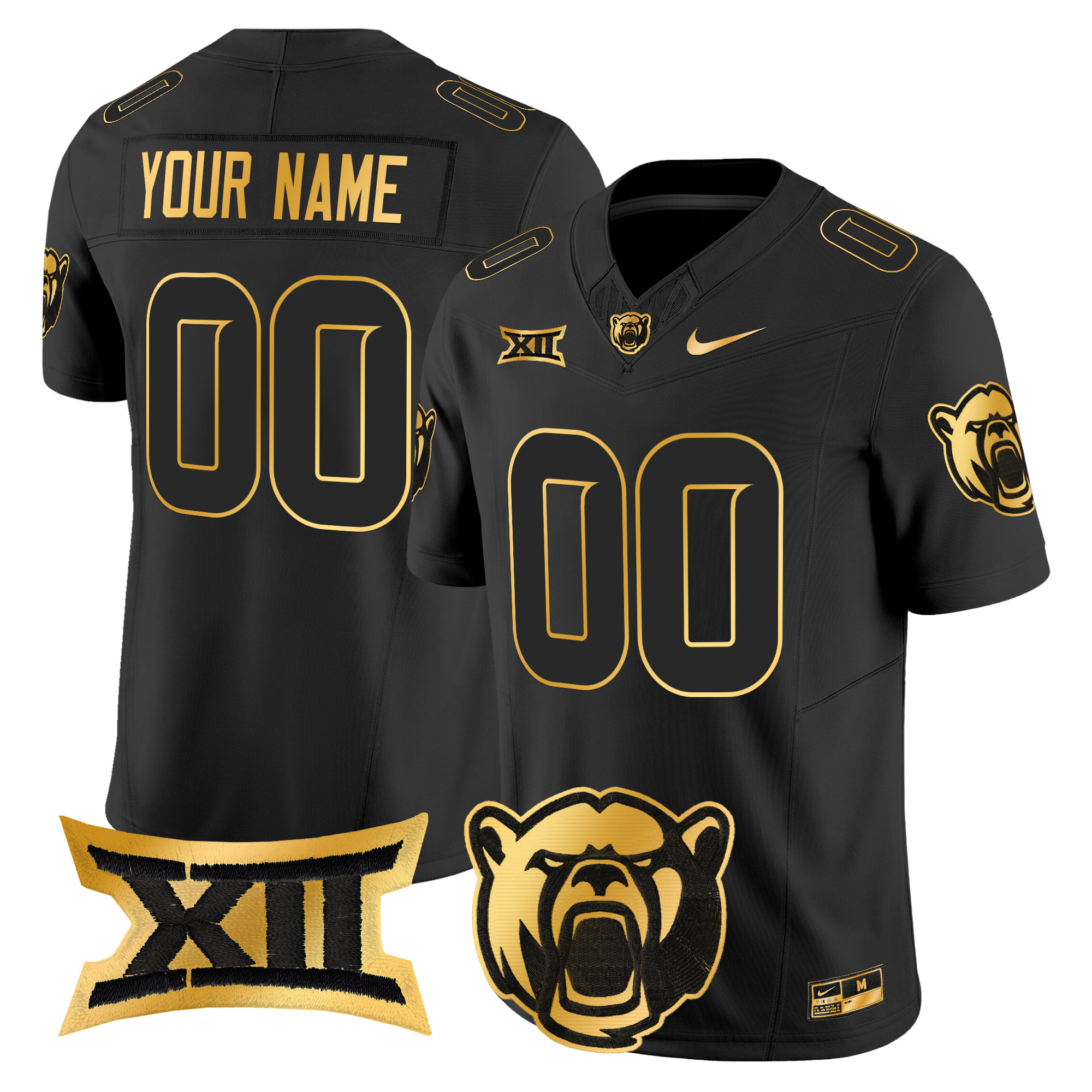 Baylor Bears 2024 Gold Vapor Limited Custom Jersey - All stitched