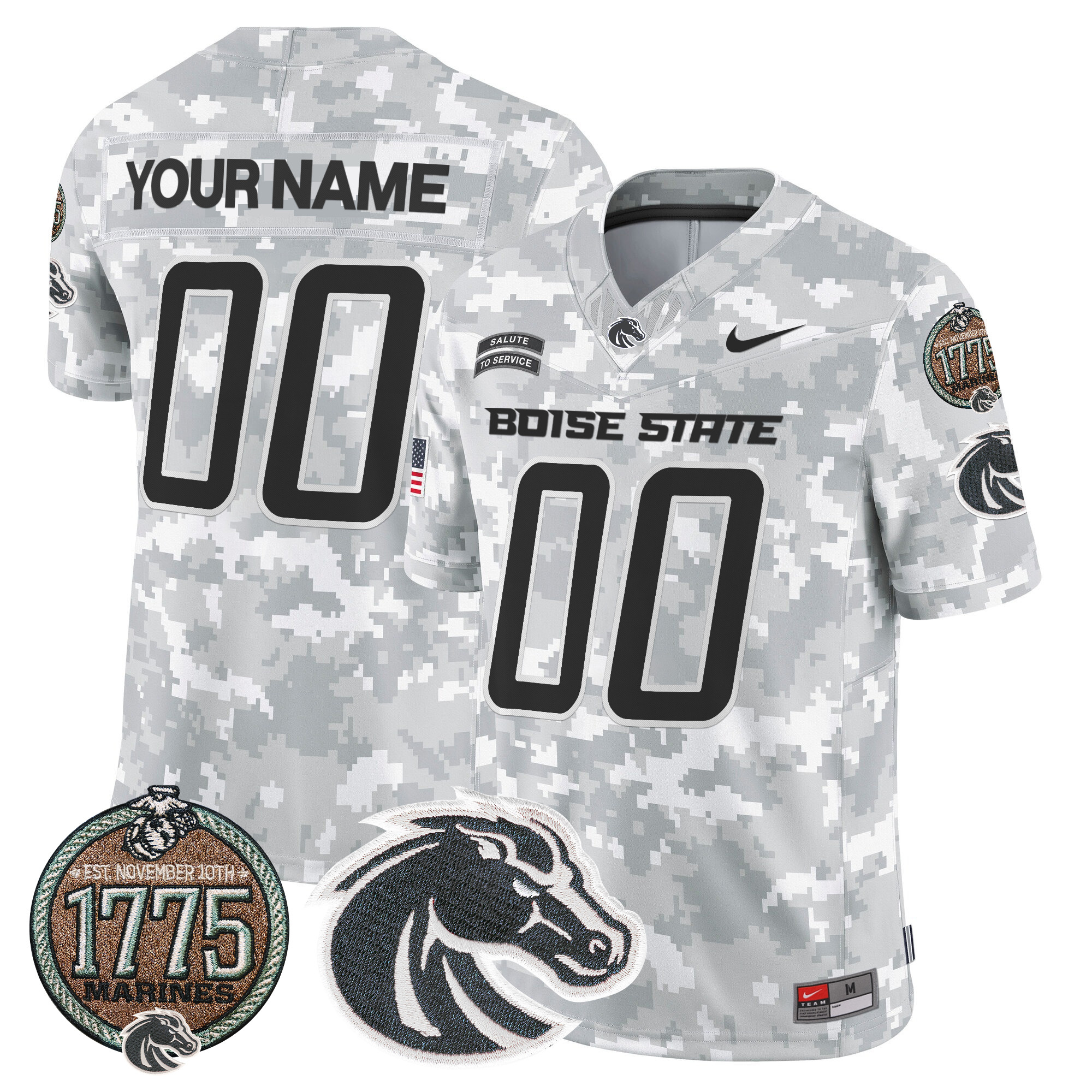Boise State Broncos 2024 Salute to Service Establishment Year Patch Vapor Limited Custom Jersey - All Stitched