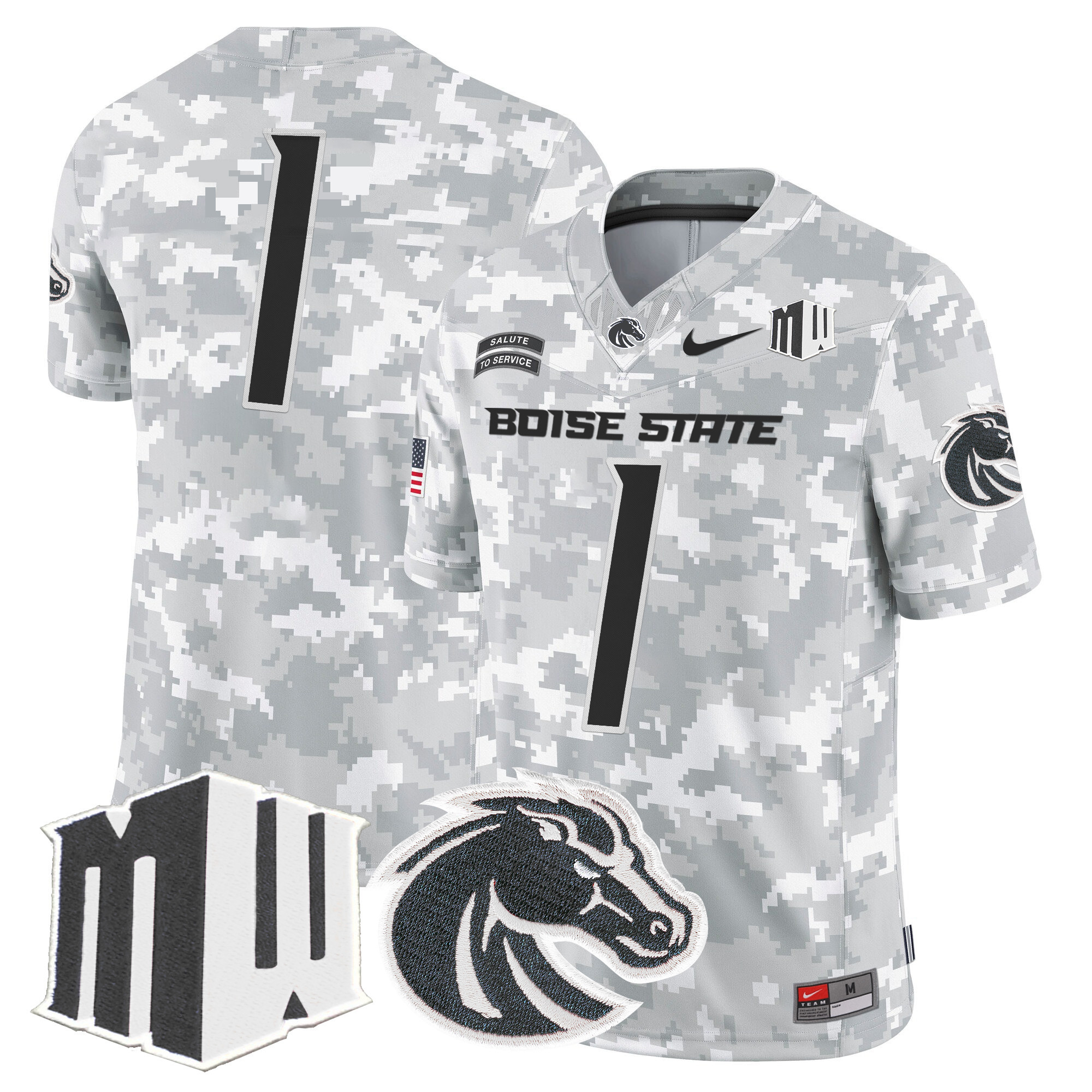 Boise State Broncos 2024 Salute to Service Vapor Limited Jersey - Arctic Camo - All Stitched