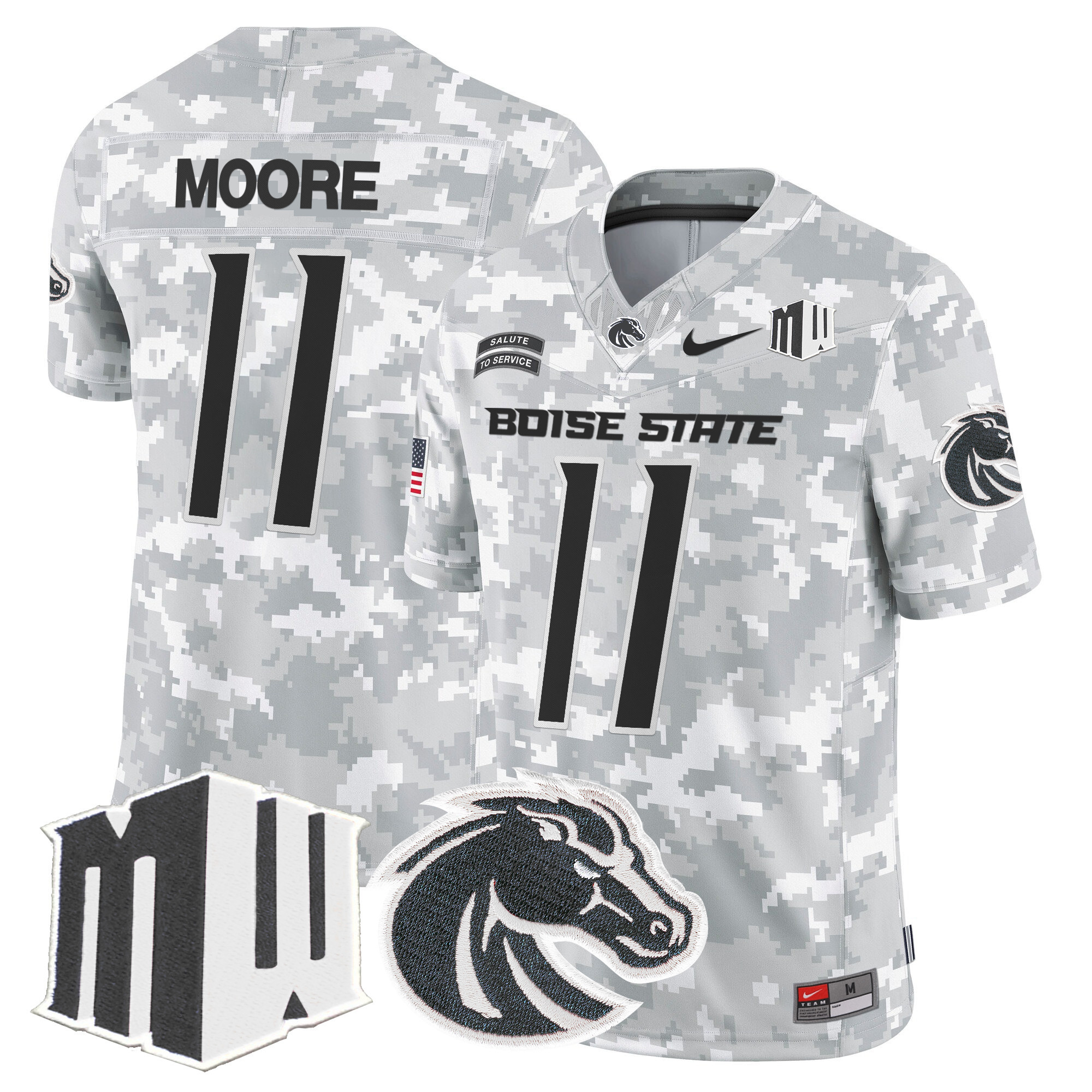 Boise State Broncos 2024 Salute to Service Vapor Limited Jersey - Arctic Camo - All Stitched