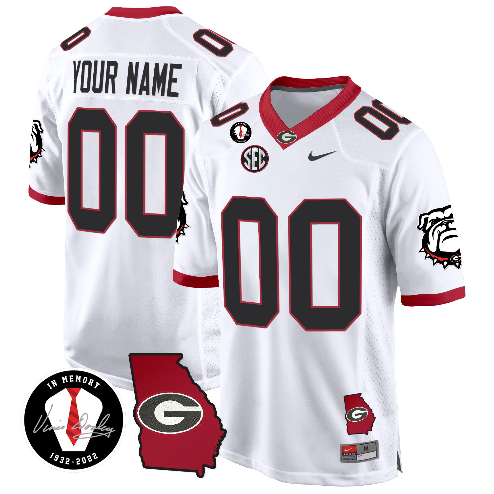 Georgia Bulldogs 2024 Georgia Map Patch Game Custom Jersey - All Stitched