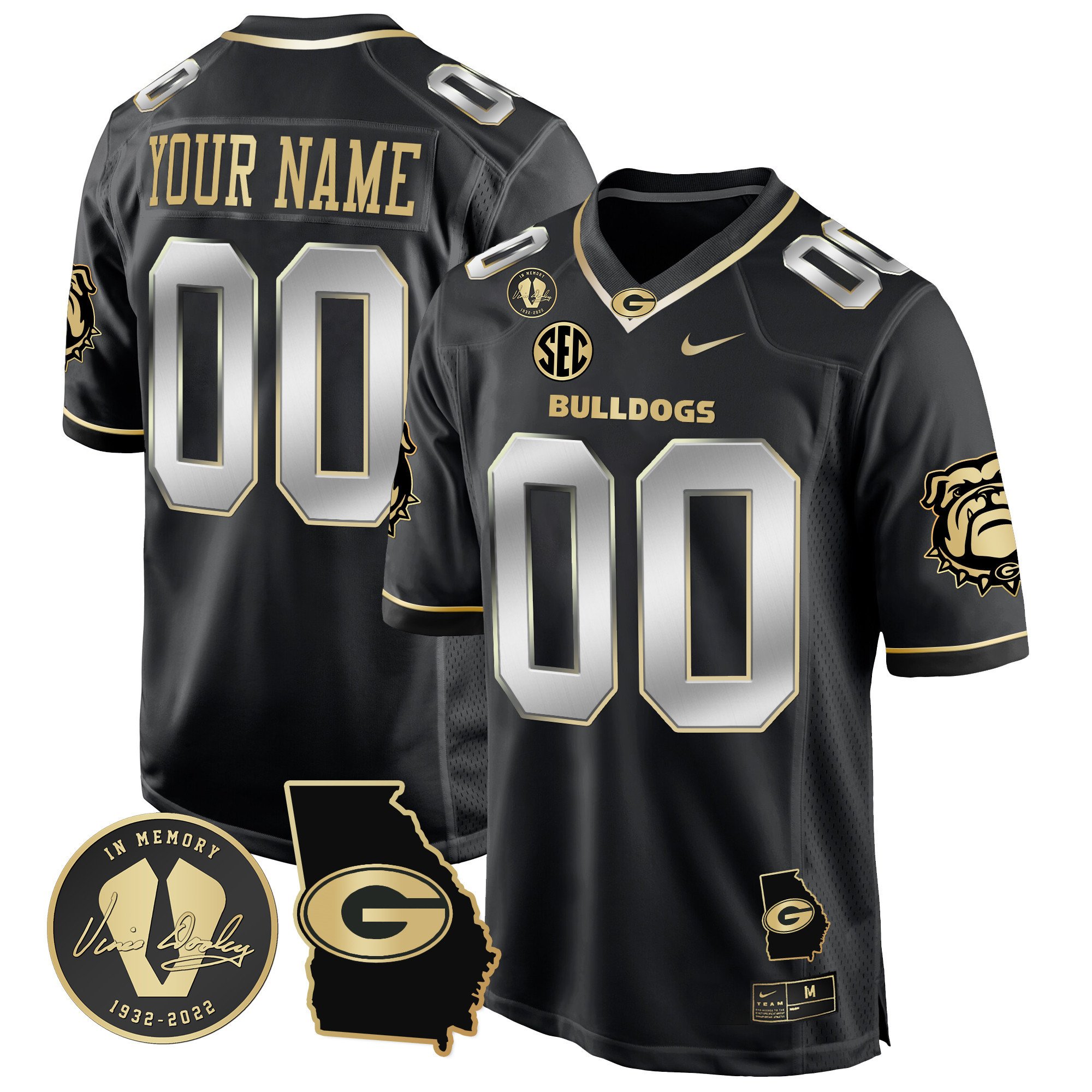 Georgia Bulldogs 2024 Georgia Map Patch Game Custom Jersey - All Stitched
