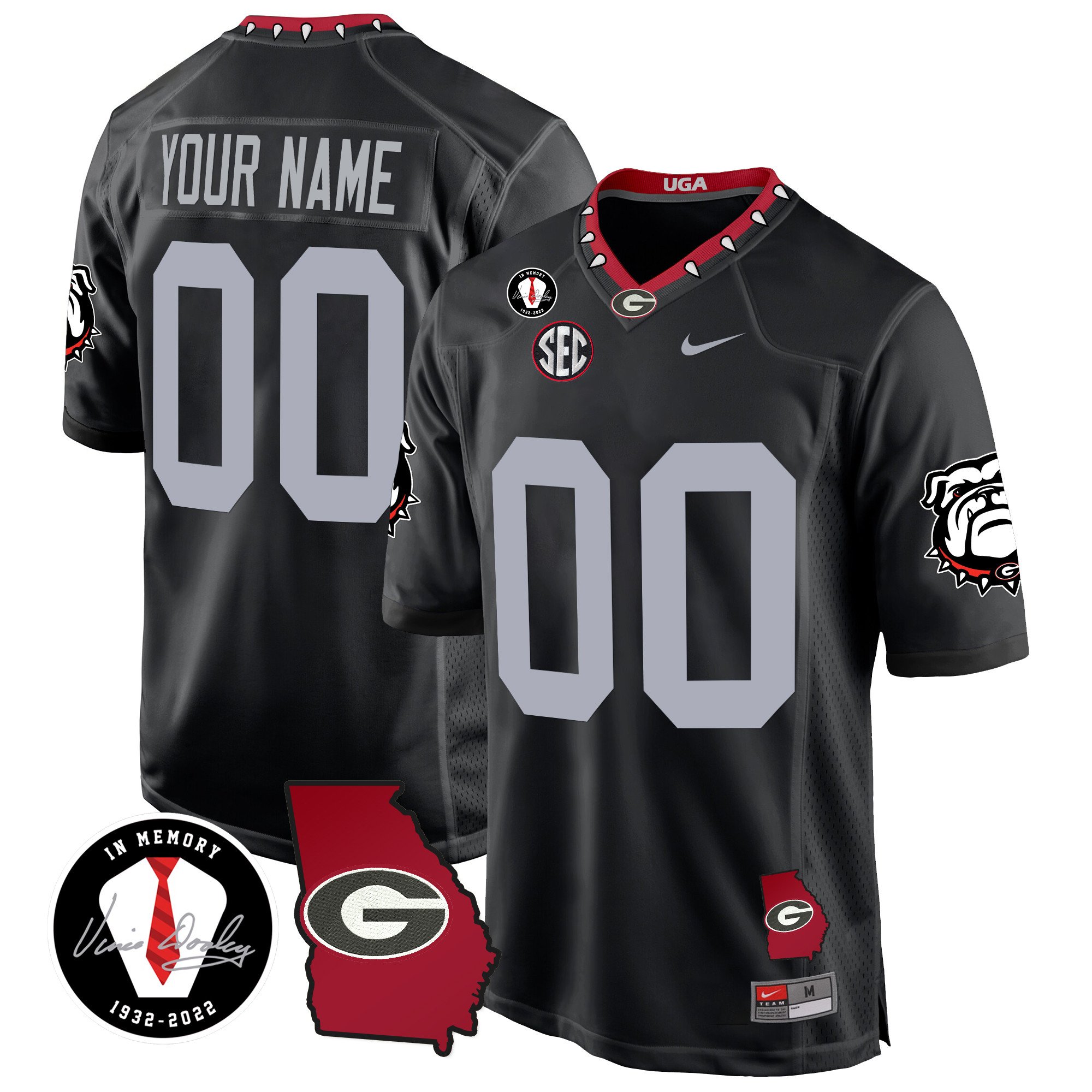 Georgia Bulldogs 2024 Georgia Map Patch Game Custom Jersey - All Stitched