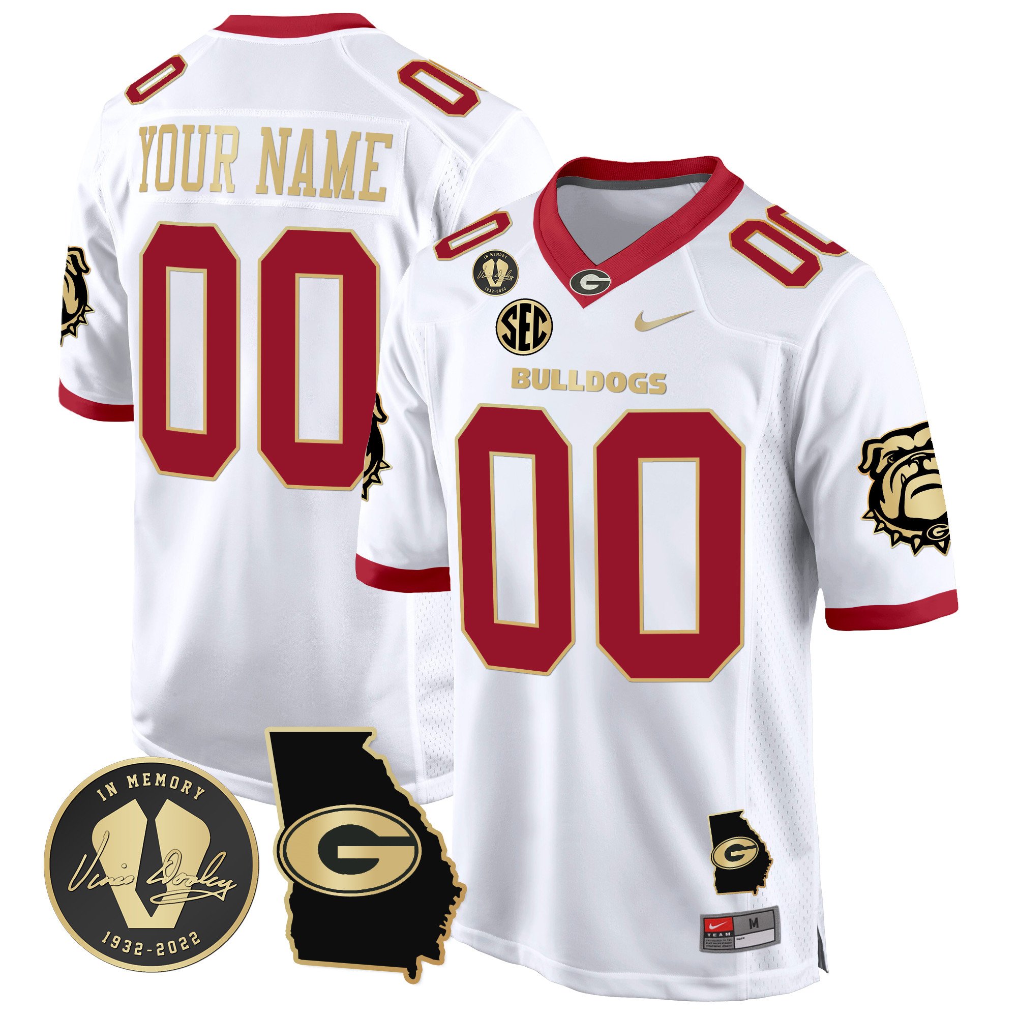 Georgia Bulldogs 2024 Georgia Map Patch Game Custom Jersey - All Stitched